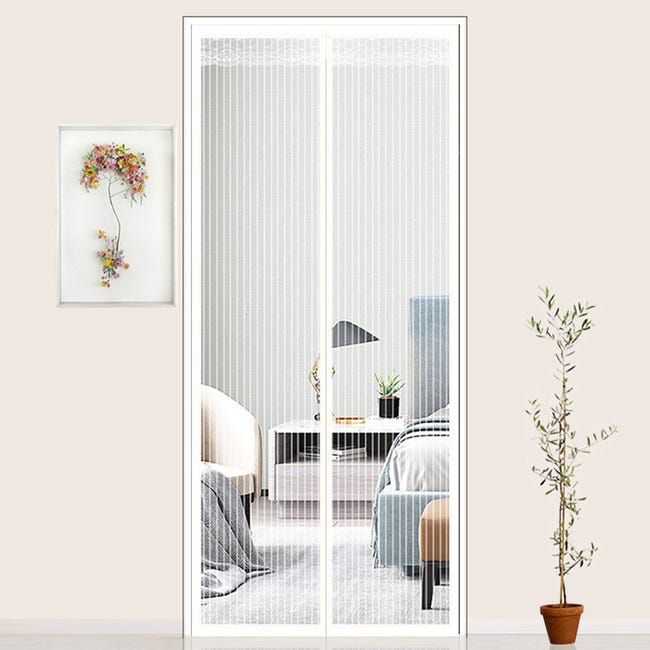 Rideau De Porte Anti-moustiques D'Été, Aimant Auto-attractif Pour Usage Domestique, Blanc, 90x210cm