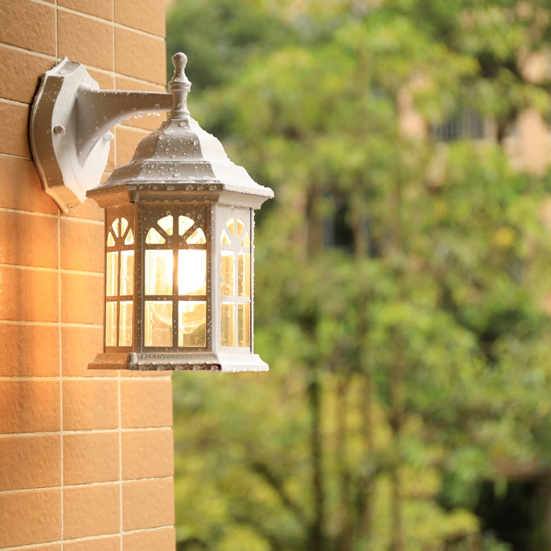 Lampadaire D'Extérieur À Led, Applique Murale Étanche D'Extérieur, Jardin, Terrasse, Patio, Allée, Garage, Patio, Blanc E27 (ampoule Non Incluse)