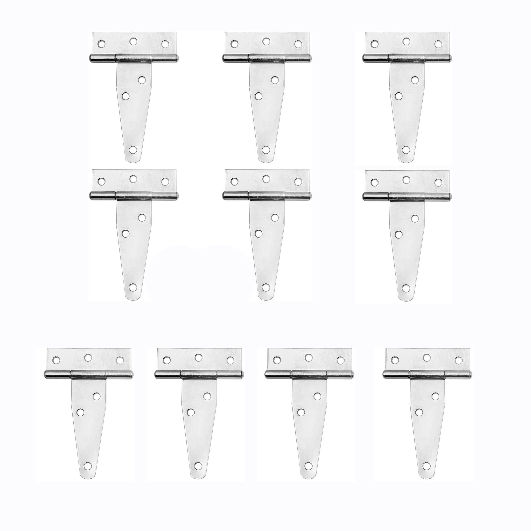 Charnières Galvanisées - 10 Pièces Charnière En T Robuste En Blanc Zinc Avec Vis, Blanc Zinc, 3 Inch