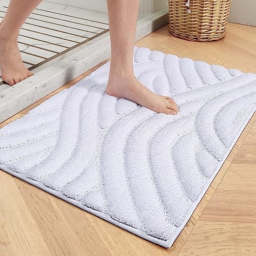 Tapis De Bain Antidérapant 40 X 60 Cm (blanc), Tapis De Bain Absorbant, Tapis De Douche Doux En Microfibre, Lavable En Machine, Tapis De Bain Résistant