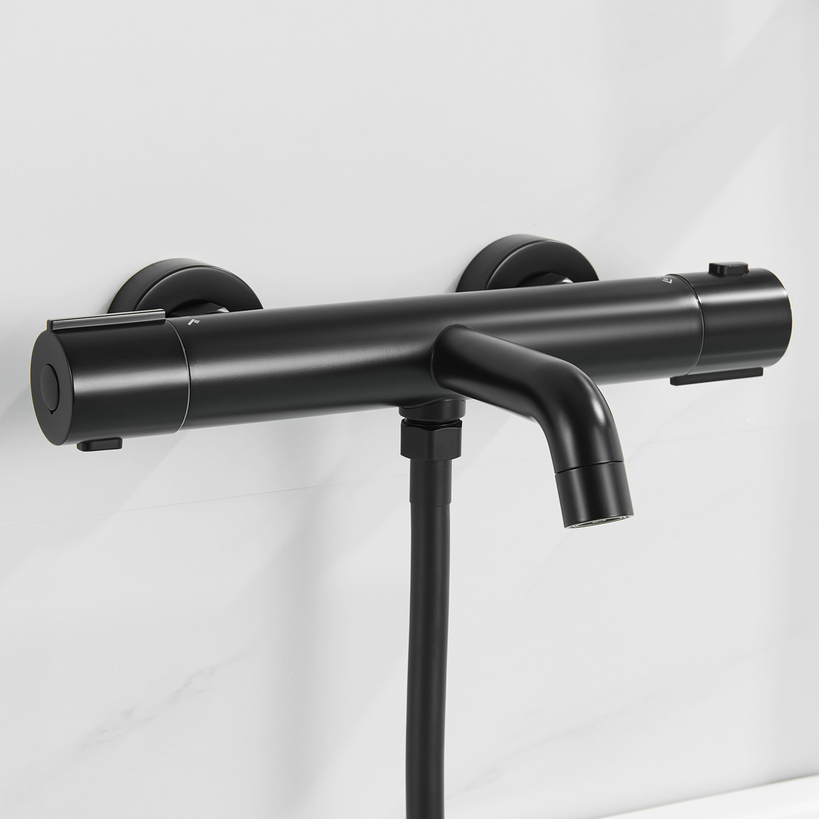 Auralum Max Thermostat Badewannenarmatur Schwarz, 304 Edelstahl Duscharmatur Mit Thermostat Für Badewanne Und Dusche, 2-wege Mischbatterie Badewannen Wannenarmatur, Duschthermostat Für Bad & Wanne