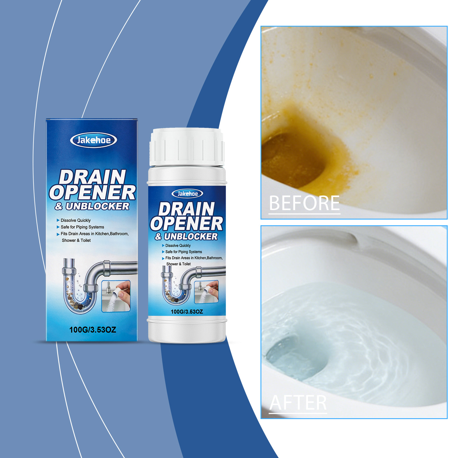 Abflussreiniger Für Küche, Bad, Toilette Und Abwasserrohre – 100 G -- De