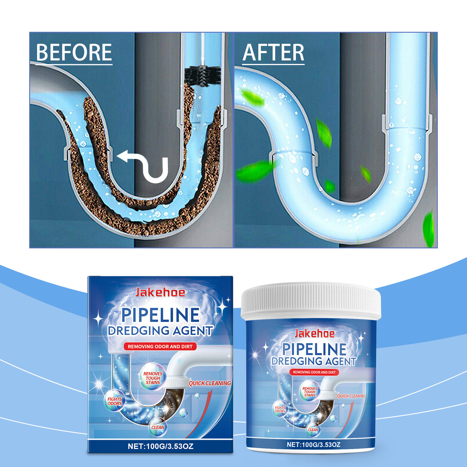 Abflussreinigerpulver Zur Wartung, Reinigung, Auflösung Und Fleckenentfernung, Zur Effektiven Reinigung Und Reparatur Von Abflussrohren – 100 G -- Biemmedue