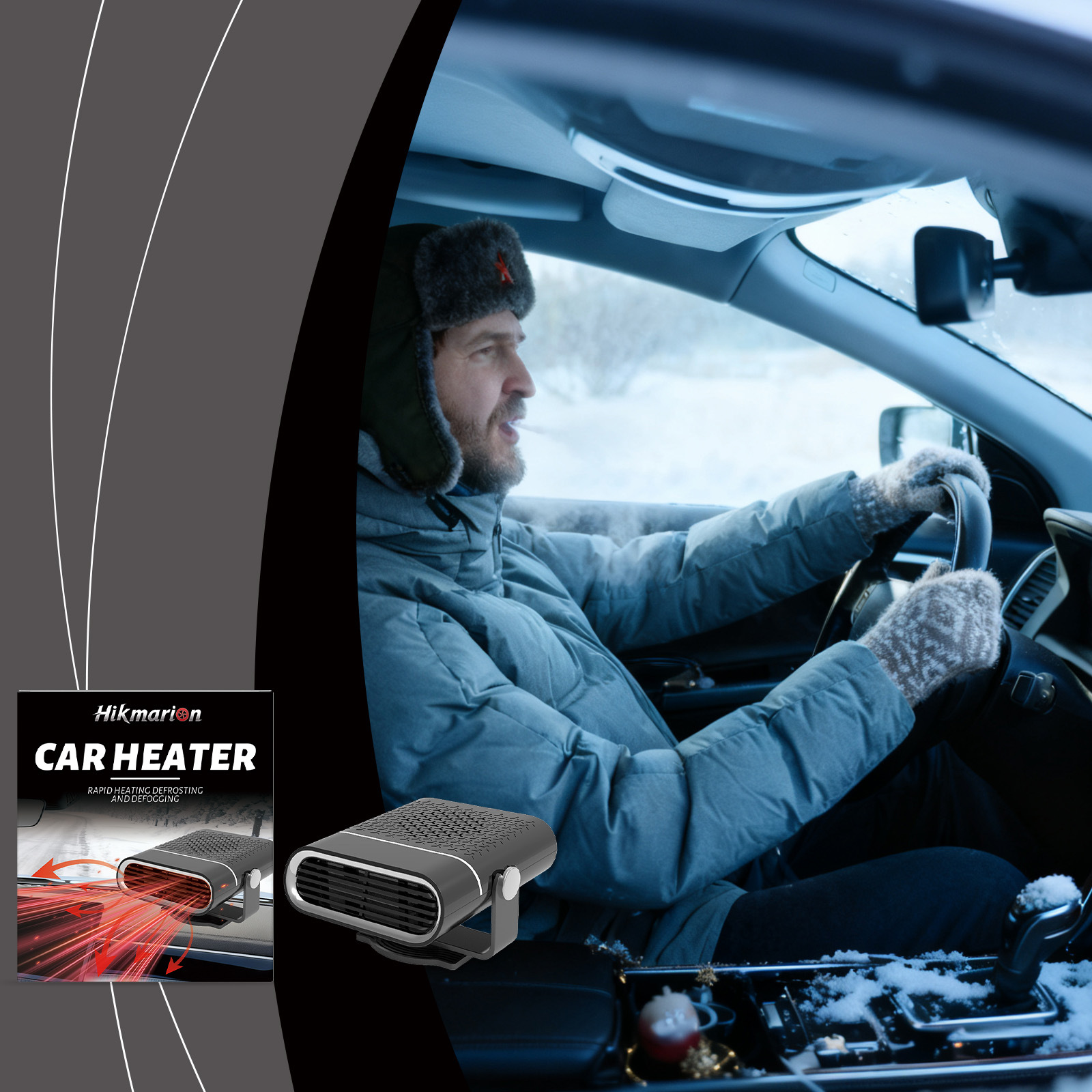 Autoheizung, Multifunktionale Tragbare Heizung Zum Heizen, Enteisen Und Entfeuchten Des Autoinnenraums Im Winter – 1 Stück -- Biemmedue
