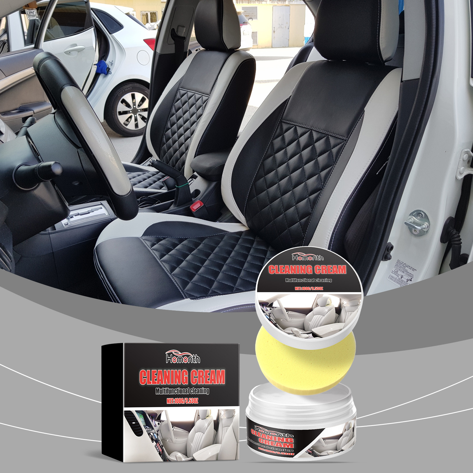 Autoinnenraum-lederpflegepaste, Reinigungs- Und Polierpaste – 100 G × 1, Schwamm × 1 -- De