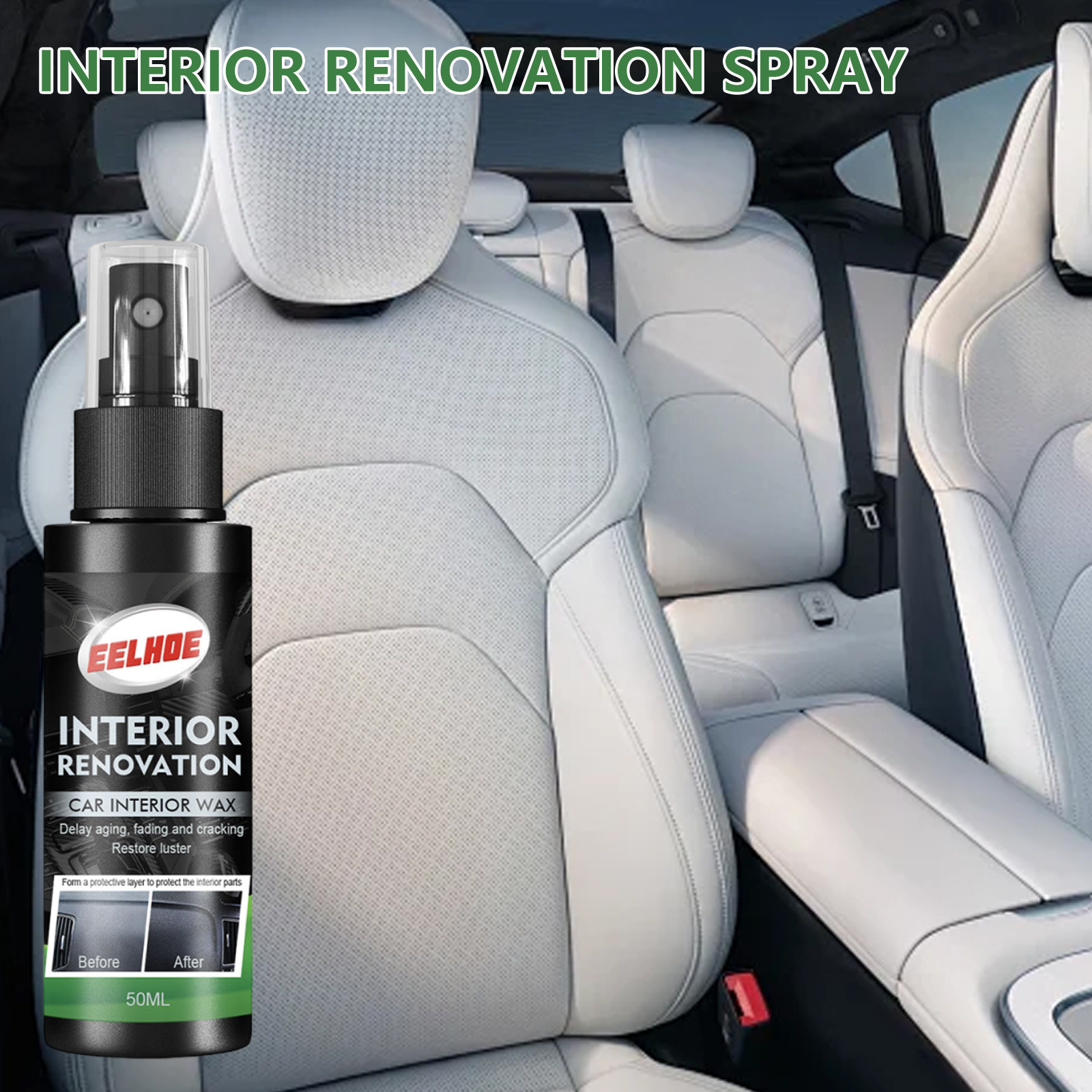 Autoinnenraum-reparaturspray, Autoinnenraum-renovierungsspray, Reinigungsspray Für Die Lederpflege Im Innenraum – 50 Ml -- De