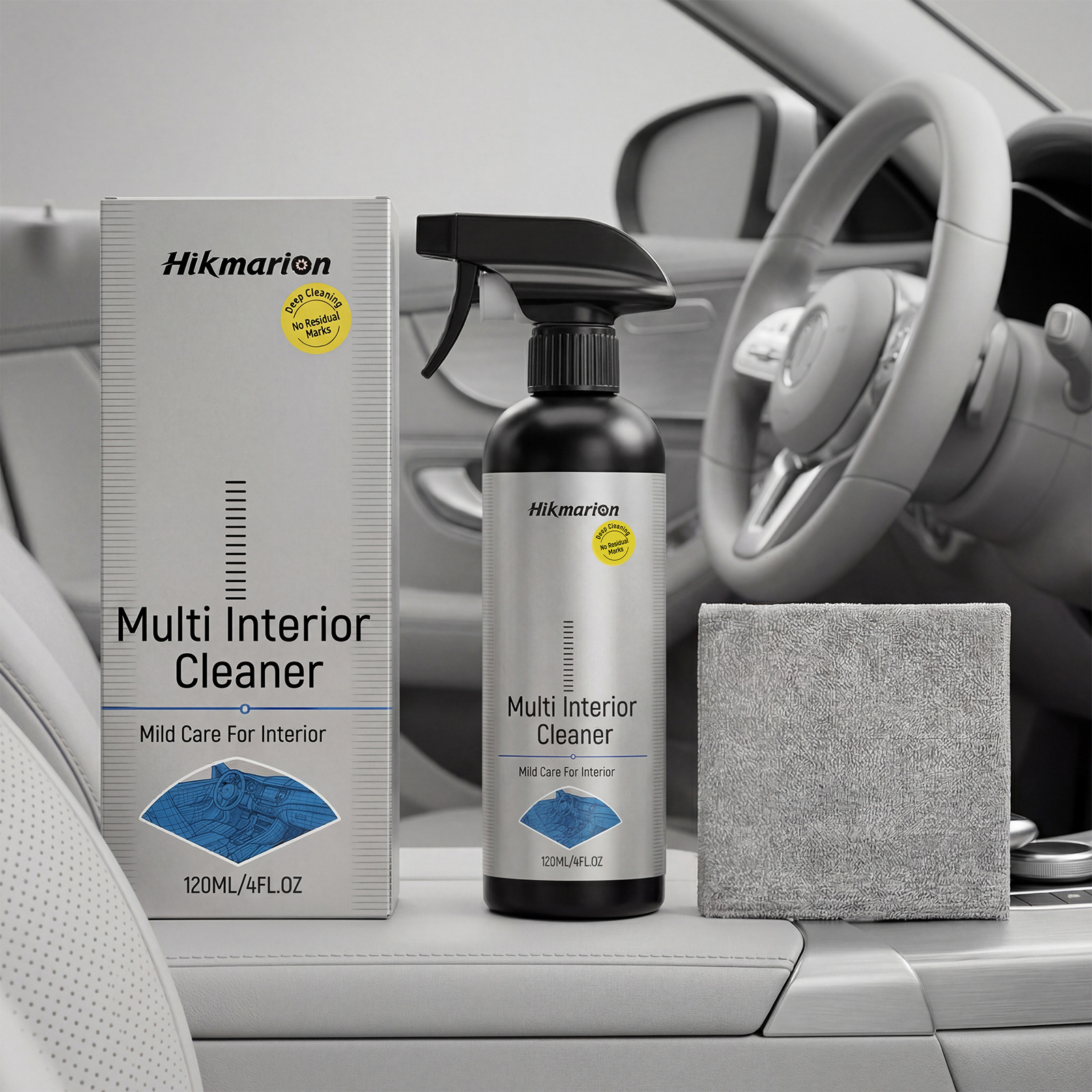 Autoinnenreinigungsspray Zur Gründlichen Reinigung Verschiedener Oberflächen Im Fahrzeuginnenraum, Geeignet Für Diverse Materialien – 120 Ml X 1, Inklusive 1 Reinigungstuch -- Biemmedue