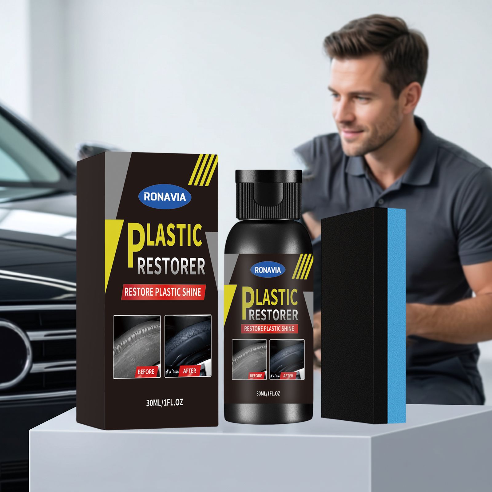 Autokratzer-pflegeprodukt Zur Reinigung, Reparatur Und Aufhellung Von Kratzern Und Schrammen An Der Karosserie – 30 Ml + Schwamm -- Biemmedue