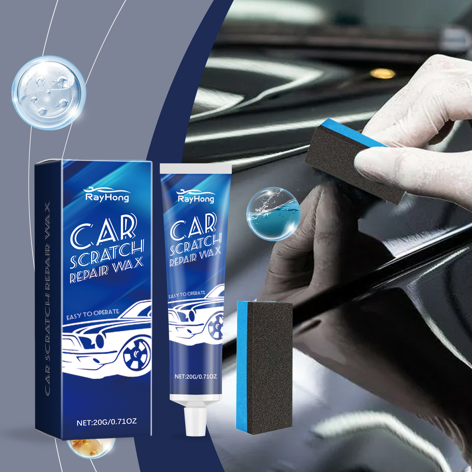 Autolackreparaturwachs, Wachs Zur Reinigung Und Pflege Von Autolackkratzern Und -rost – 20 G × 1 + Schwamm × 1 -- De