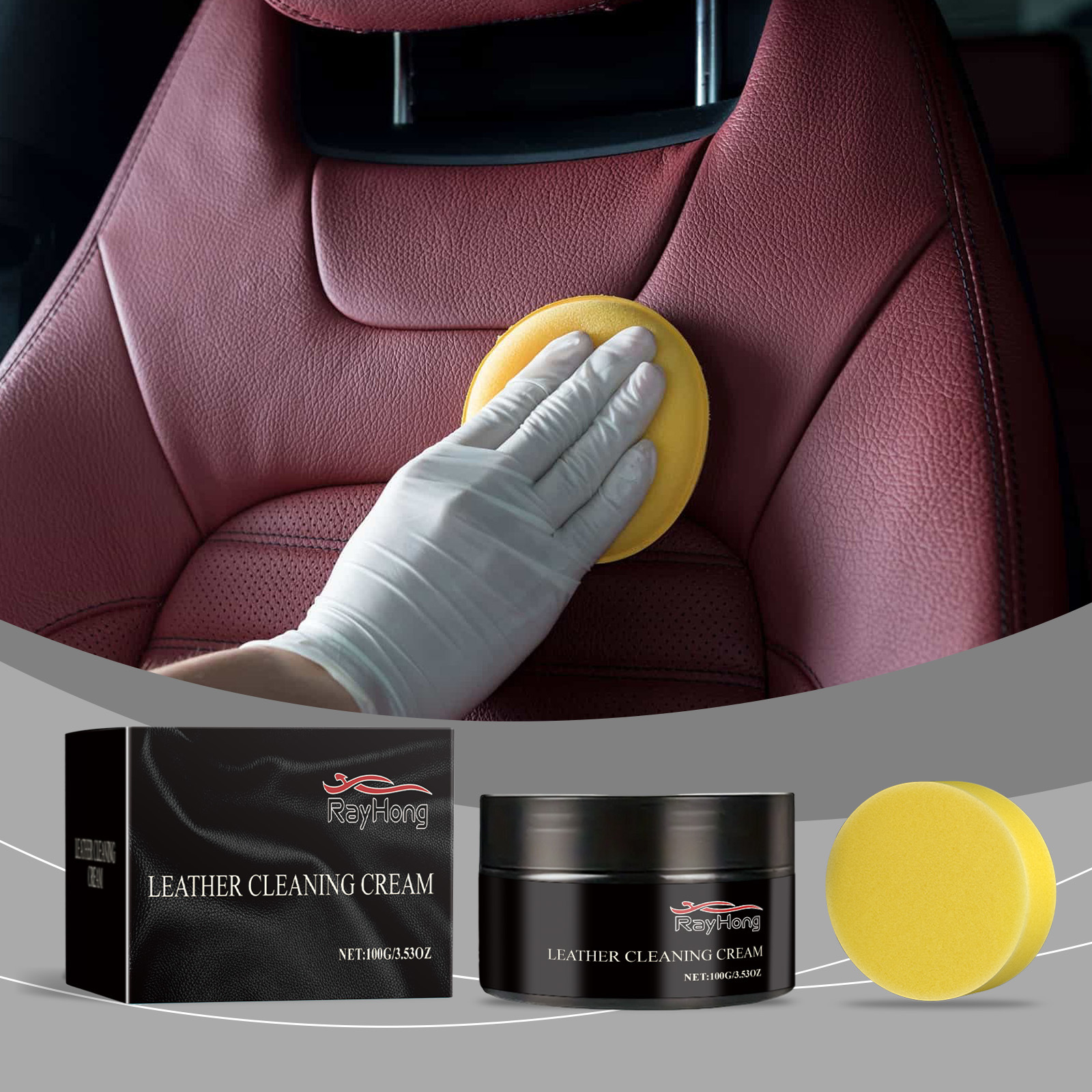 Autolederpflegecreme, Autoleder-erneuerungscreme, Imprägnier-, Aufhellungs-, Reinigungs- Und Glanzcreme – 100 G + Schwamm -- De