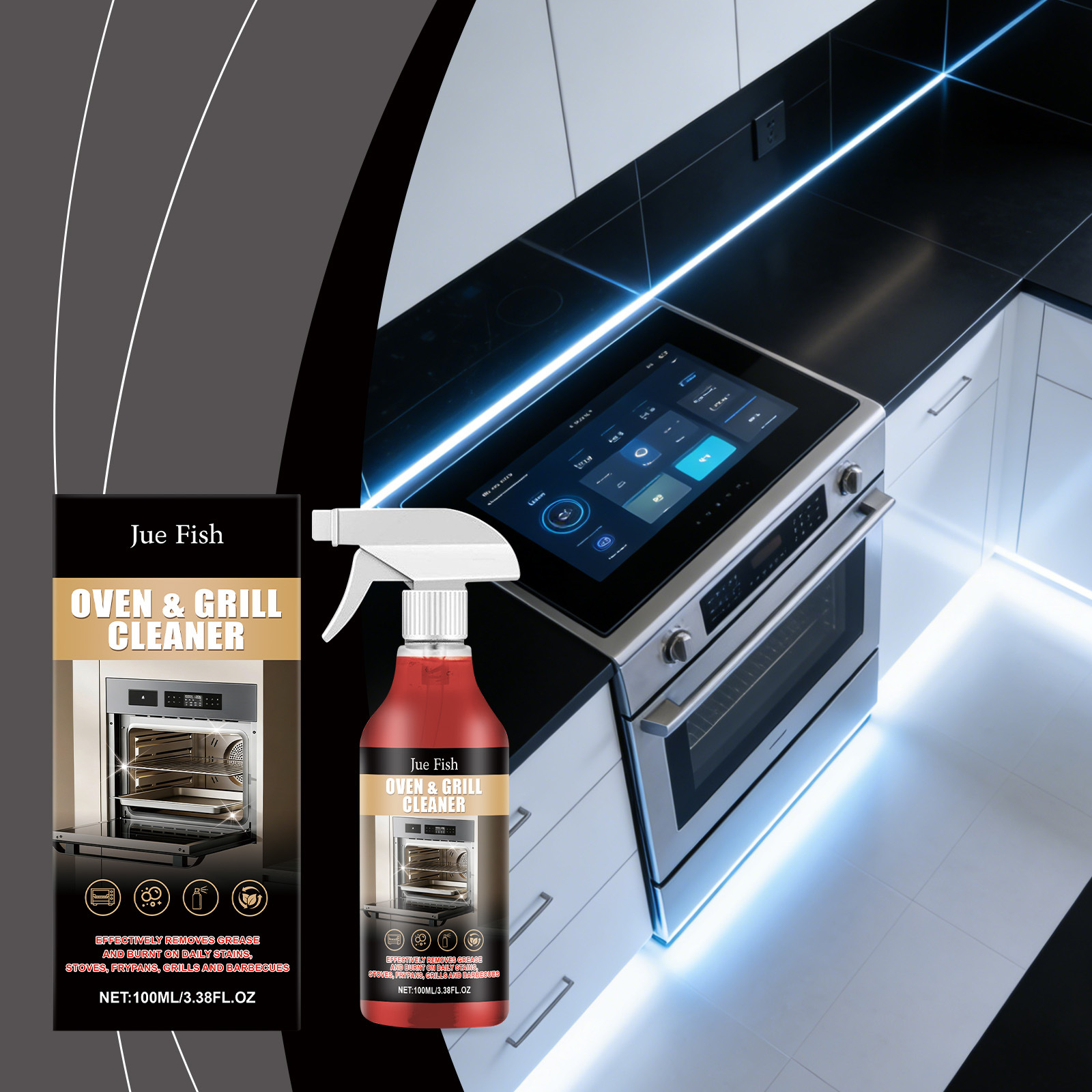 Backofen- Und Herdreiniger, Haushaltsreiniger Für Backofen Und Grillrost, Entfernt Flecken Und Fett, Erfrischt Und Reinigt – 100 Ml -- Biemmedue
