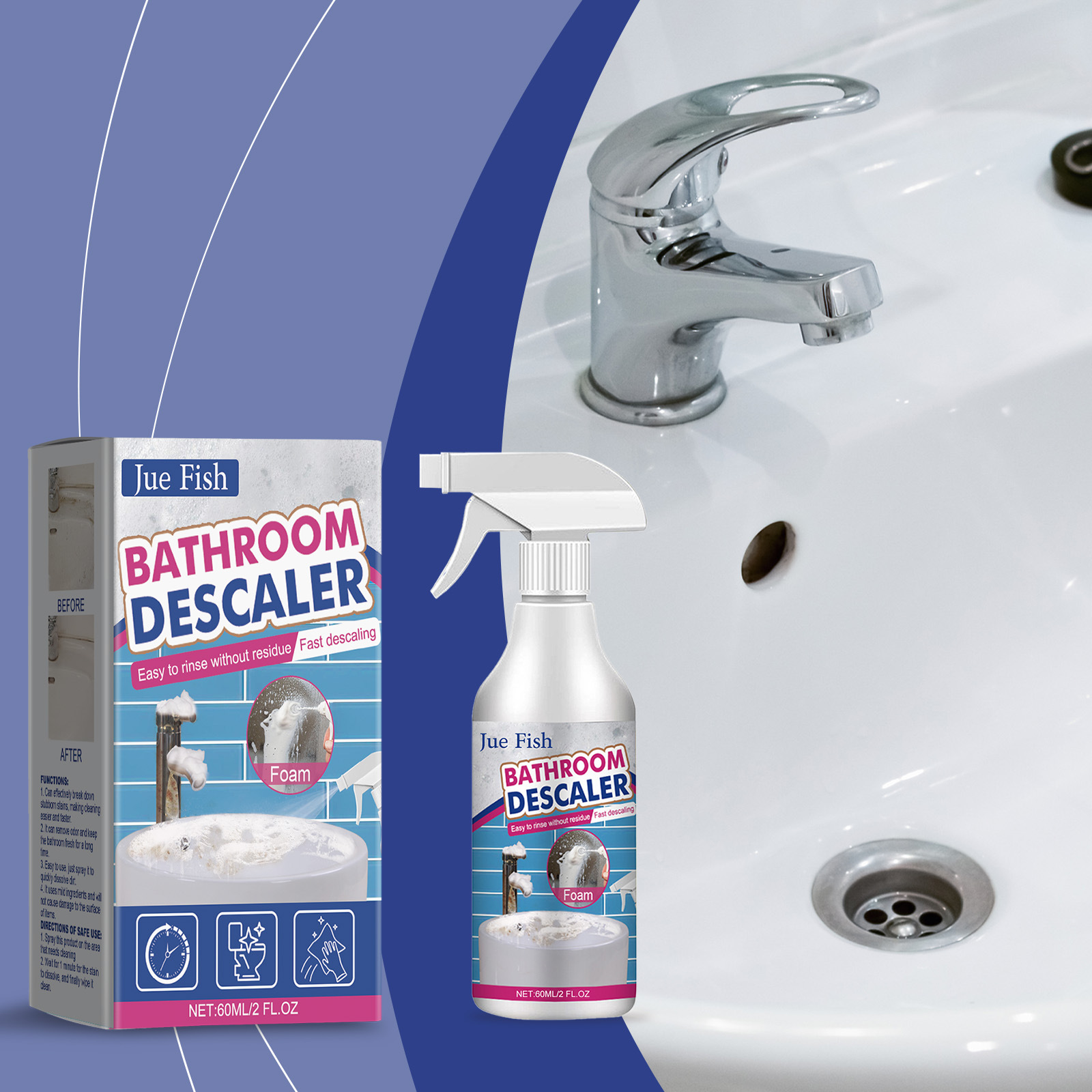 Badreiniger, Dusch- Und Badewannenreiniger, Kalkentferner, Spülbeckenreiniger – 60 Ml -- De