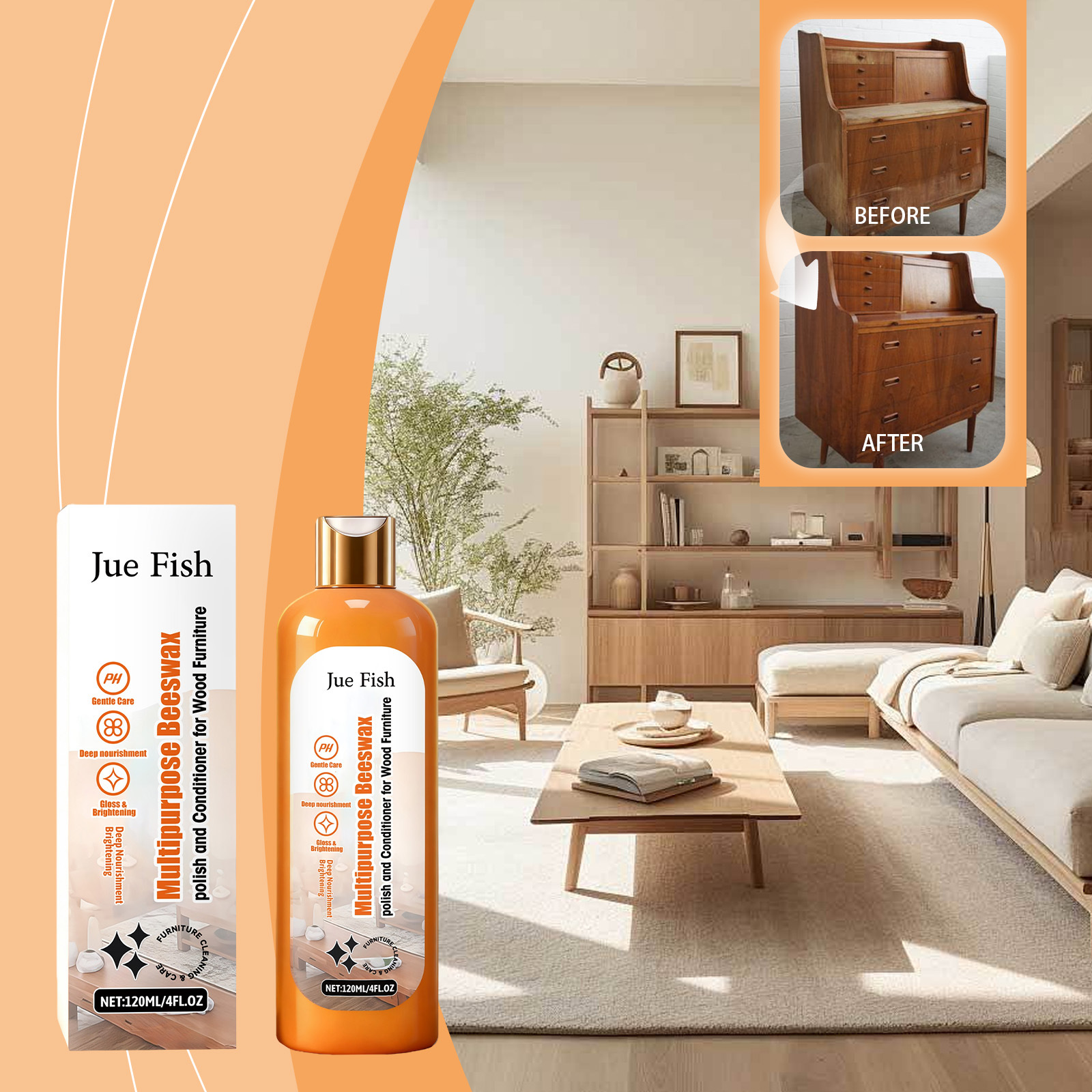 Bienenwachs-mehrzweck-holzpflegemittel Zum Reinigen, Aufarbeiten Und Polieren Von Kratzern Auf Holzmöbeln Und -böden – 120 Ml -- Biemmedue