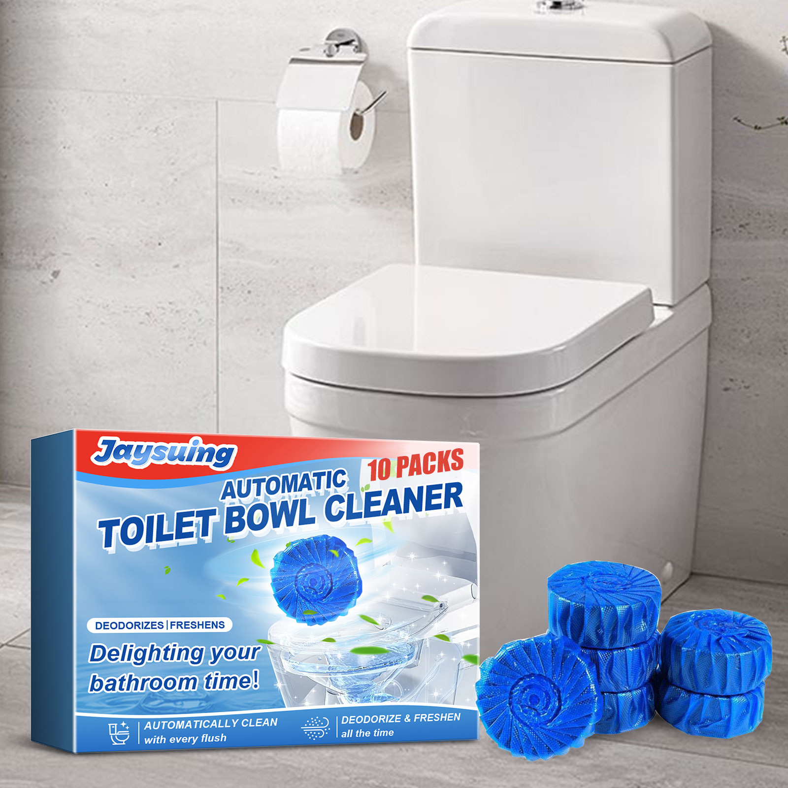 Blaue Wc-reinigungsblöcke Für Den Heimgebrauch: Entkalken, Desodorieren Und Erfrischen Der Toilette – 10er-packung -- De