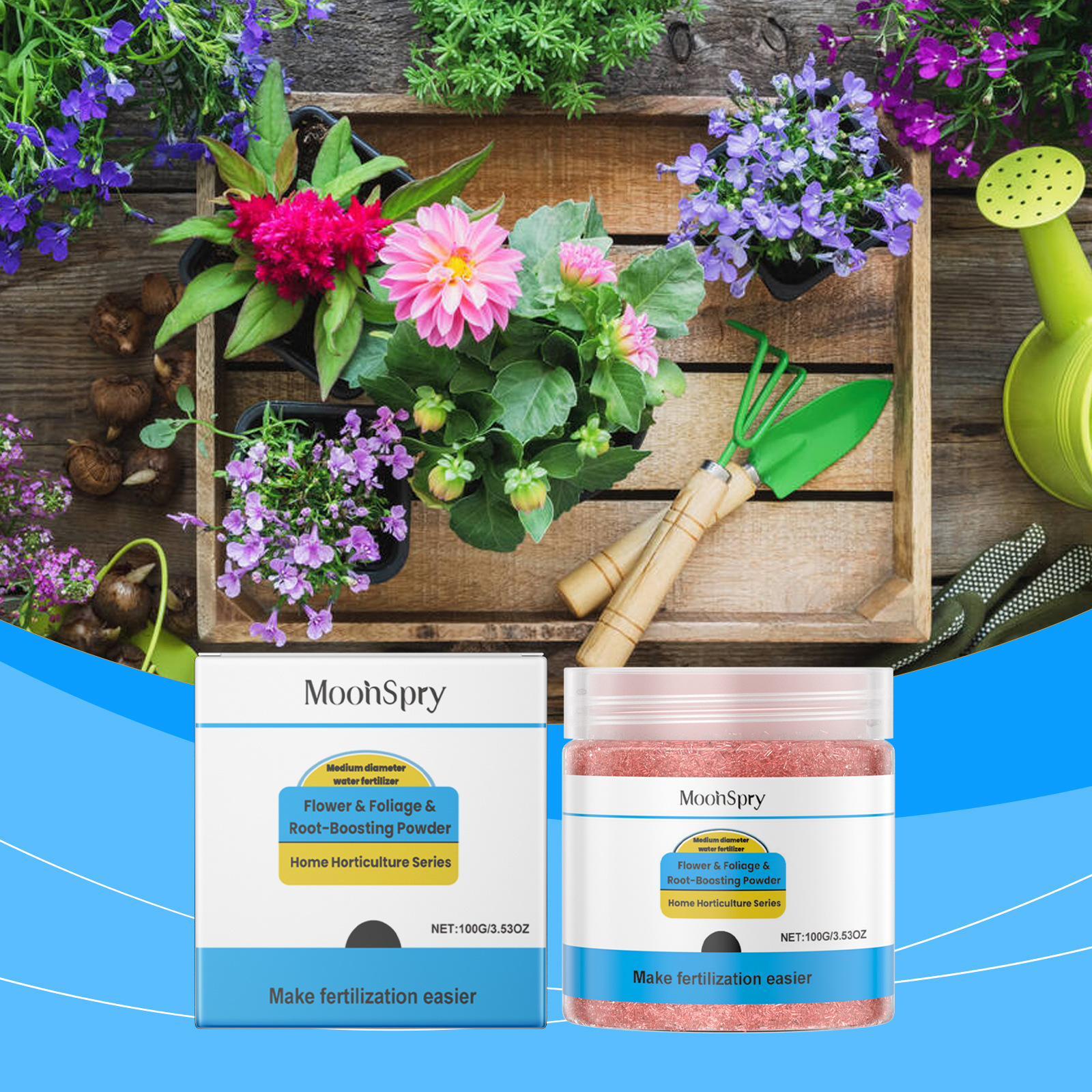 Blumenpflegepulver, Pflanzennährstoffe, Fördert Üppige Blüte Und Tiefgrüne Blätter, Universal-gartenbaudünger – 100 G -- Biemmedue