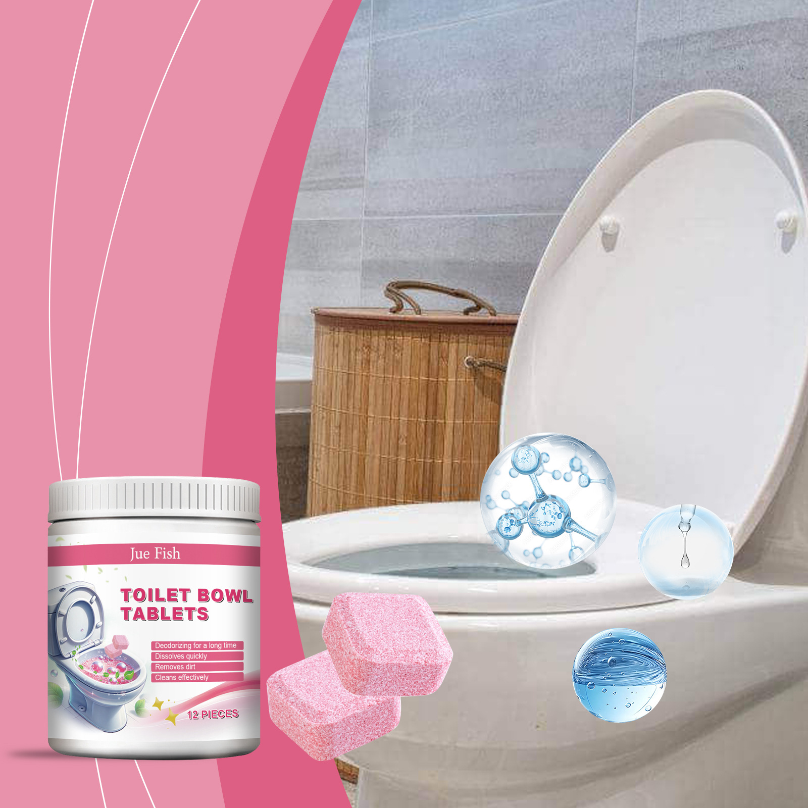 Brausetabletten Zur Toilettenreinigung Für Badezimmer – Desodorierung, Fleckenentfernung Und Reinigung Der Toilette – 12 Stück -- De