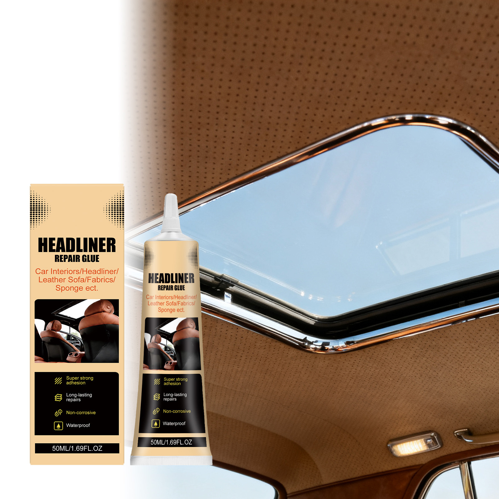 Dachhimmel-reparaturkleber Zum Festen Verkleben Von Abgelöstem Dachhimmelstoff Mit Der Grundplatte – 50 Ml -- De