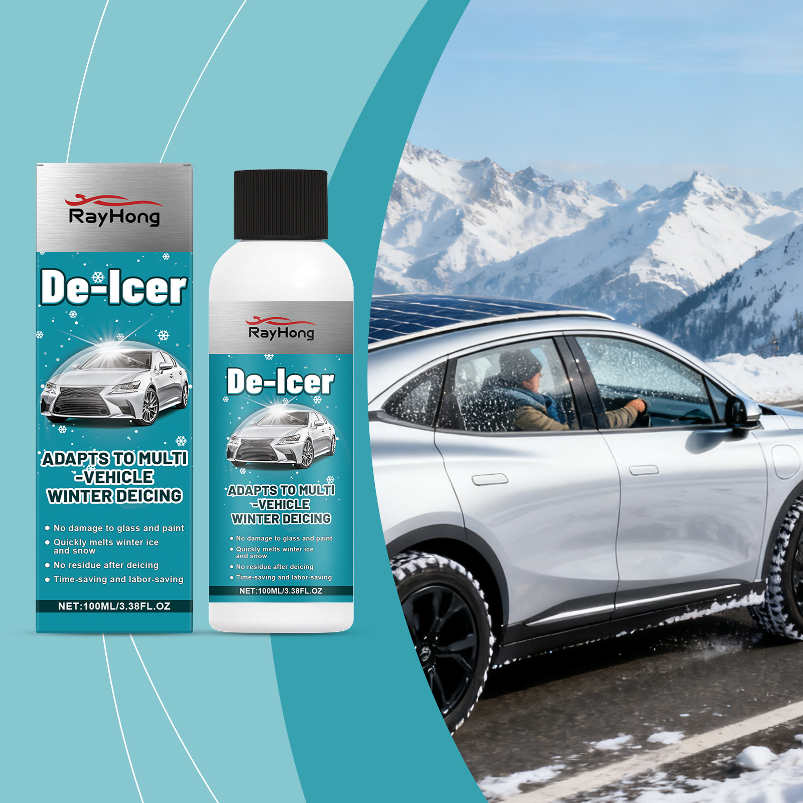 Enteisungsmittel Für Autos Zur Winterlichen Reinigung Von Windschutzscheiben Und Rückspiegeln, Zur Schneeentfernung Von Verschiedenen Oberflächen – 100 Ml -- Biemmedue