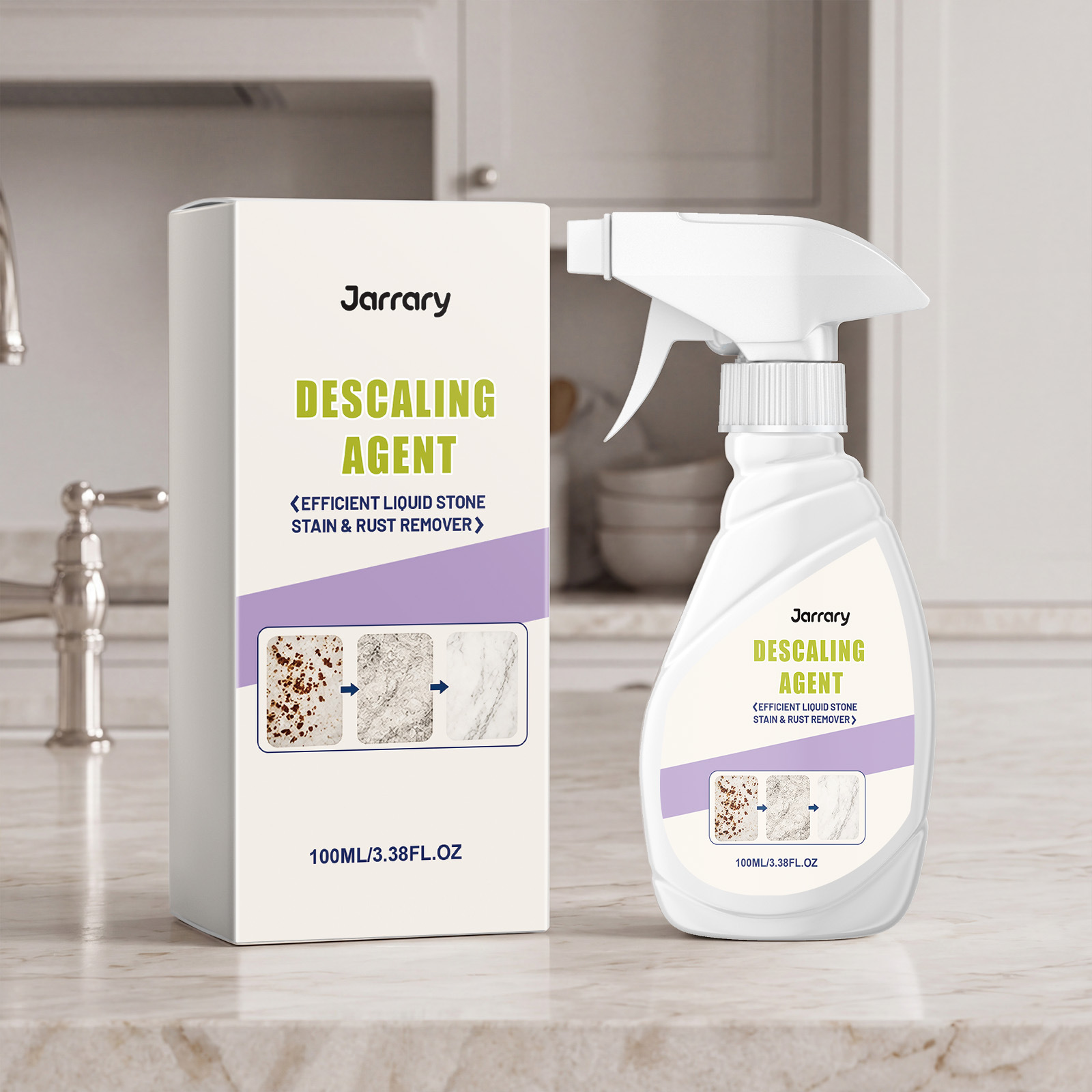 Entkalkungsspray Für Keramikfliesenböden Verschiedener Oberflächen, Reinigt Schmutz Und Rost, Poliert, Hellt Auf Und Duftet Angenehm – 100 Ml -- Biemmedue