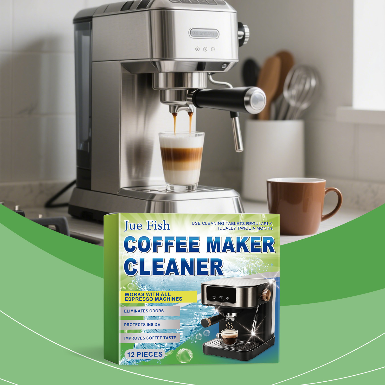 Entkalkungstabletten Für Kaffeemaschinen, Reinigungstabletten Für Kaffeemaschinen Gegen Flecken Und Schmutz, Brausetabletten Zur Filterreinigung – 12 Stück -- Biemmedue