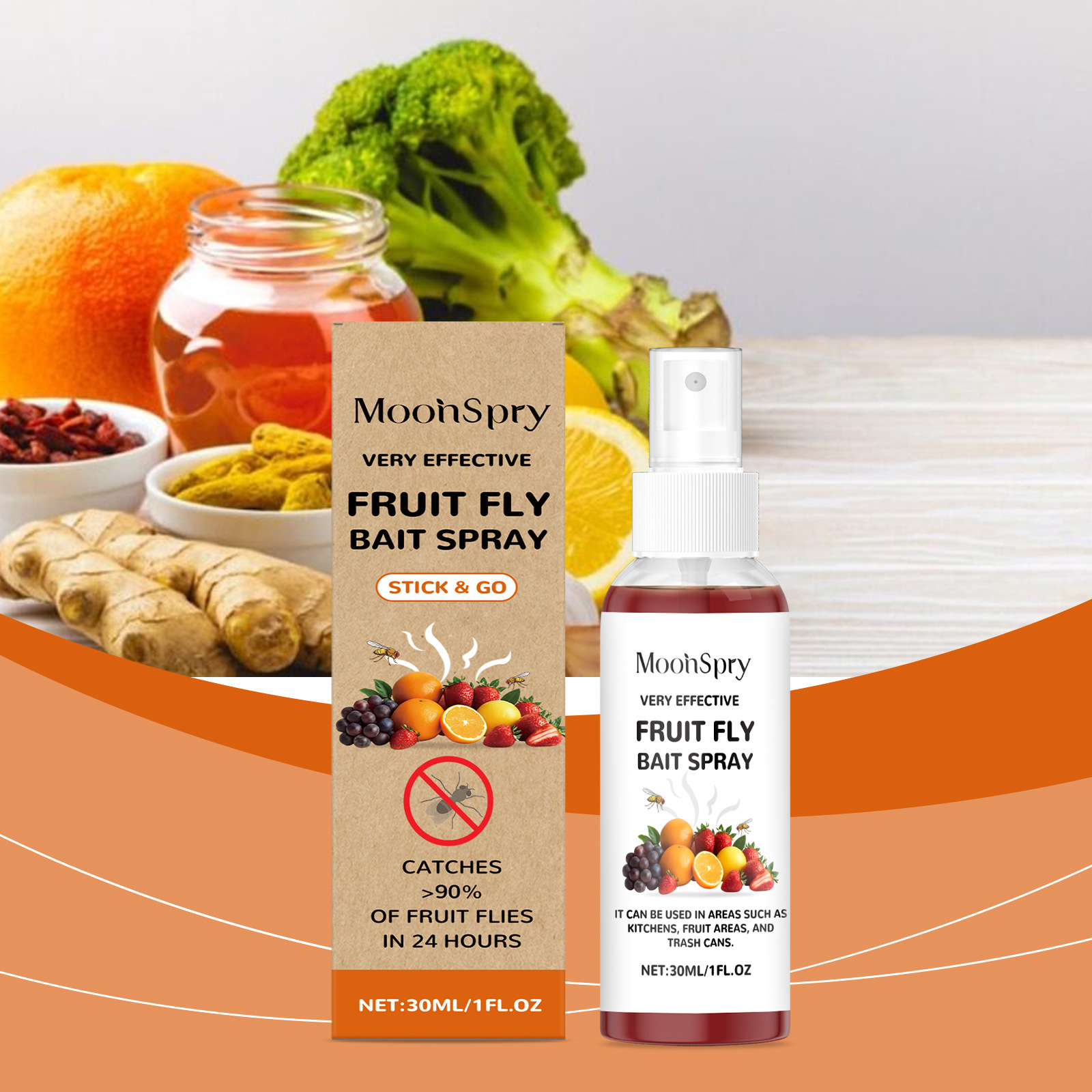 Fruchtfliegen-köderspray Mit Fruktose- Und Sorbitolformel Zur Täglichen Bekämpfung Von Fruchtfliegen In Haus Und Küche – 30 Ml -- Biemmedue