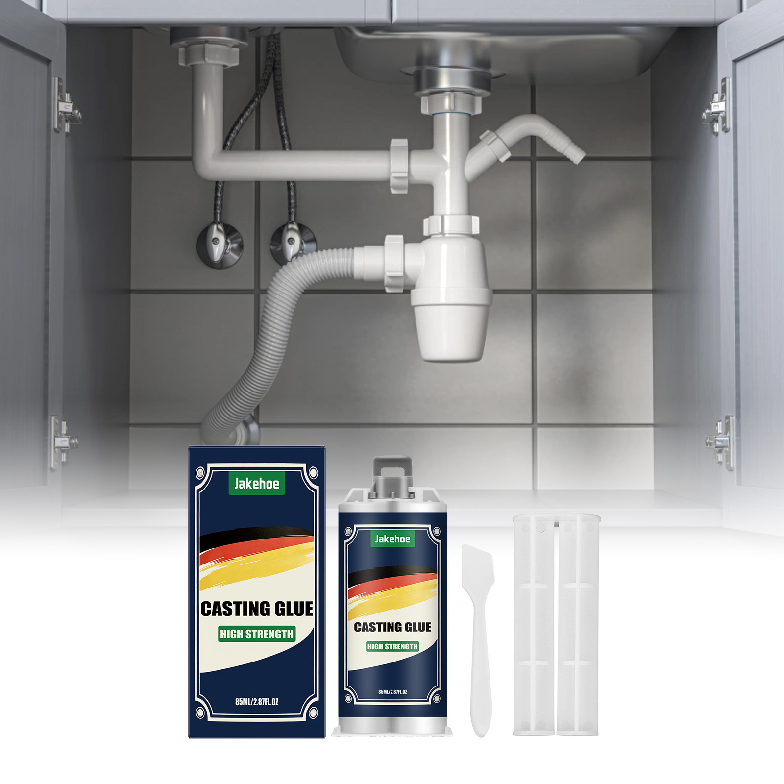 Gießkleber Geeignet Zum Verkleben Von Ventilverbindungen In Verschiedenen Rohrmaterialien, Einschließlich Kupferrohren Und Pvc – 85 Ml × 1 + Schubstange × 1 + Schaber × 1 -- Biemmedue