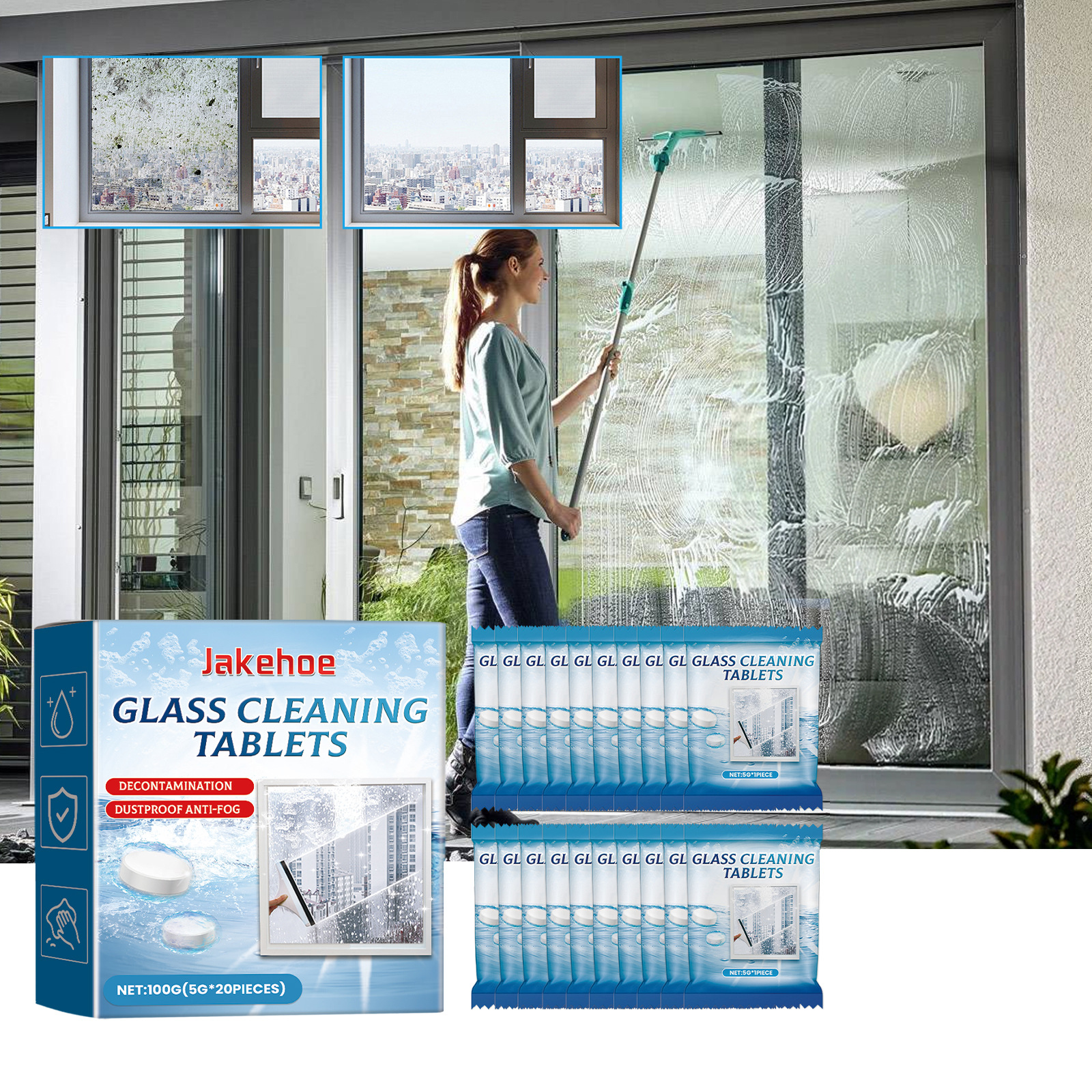 Glasreinigungstücher Für Auto-rückspiegel, Schiebedächer Und Badezimmerglas Entfernt Wasserflecken, Kalk Und Schmutz Von Spiegeln -- 100 G (5 G 20 Stück) -- Biemmedue
