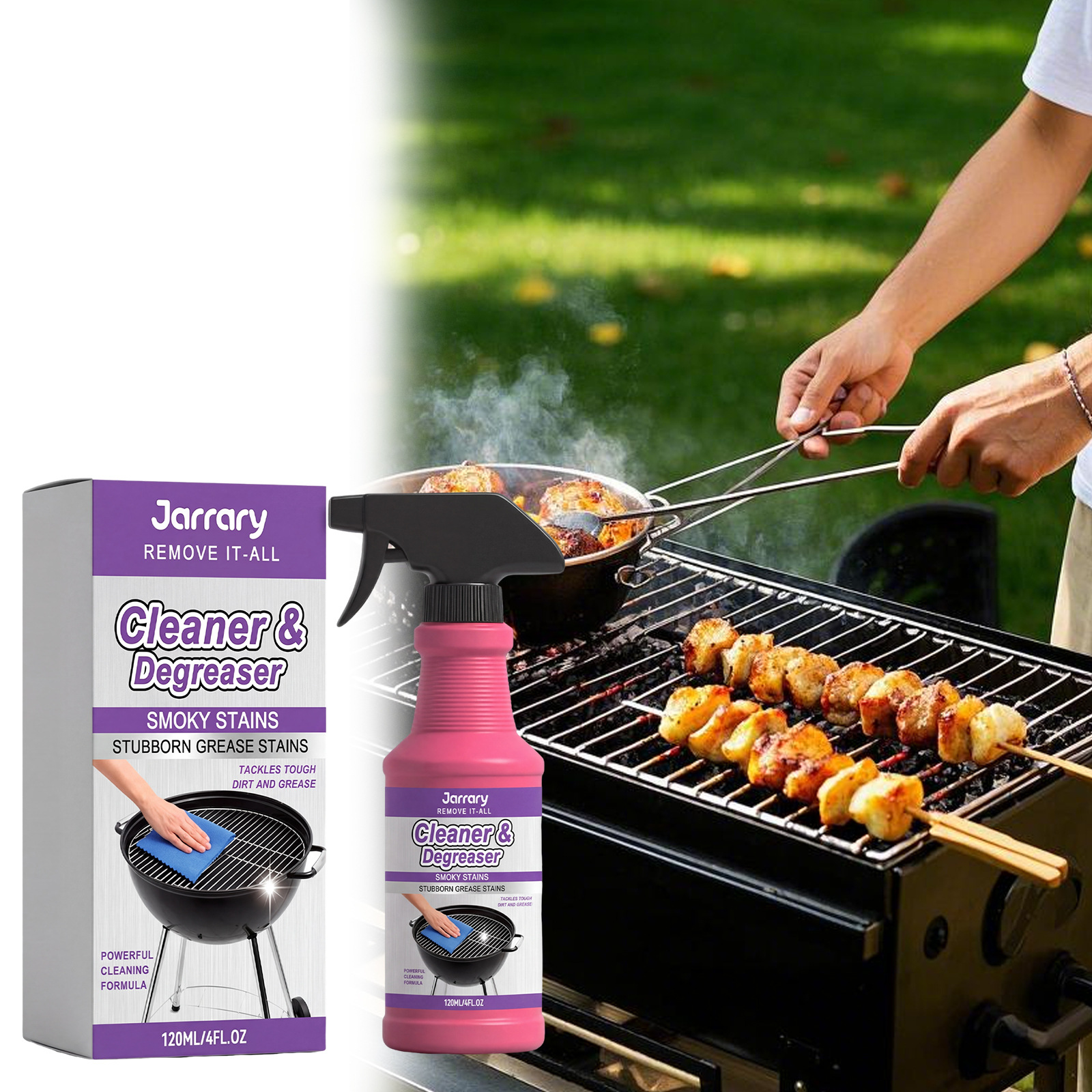 Grill-entfettungsspray, Mehrzweck-reinigungsspray Für Grill Und Bratpfanne Zur Täglichen Reinigung Von Fett Und Eingebrannten Flecken – 120 Ml -- Biemmedue