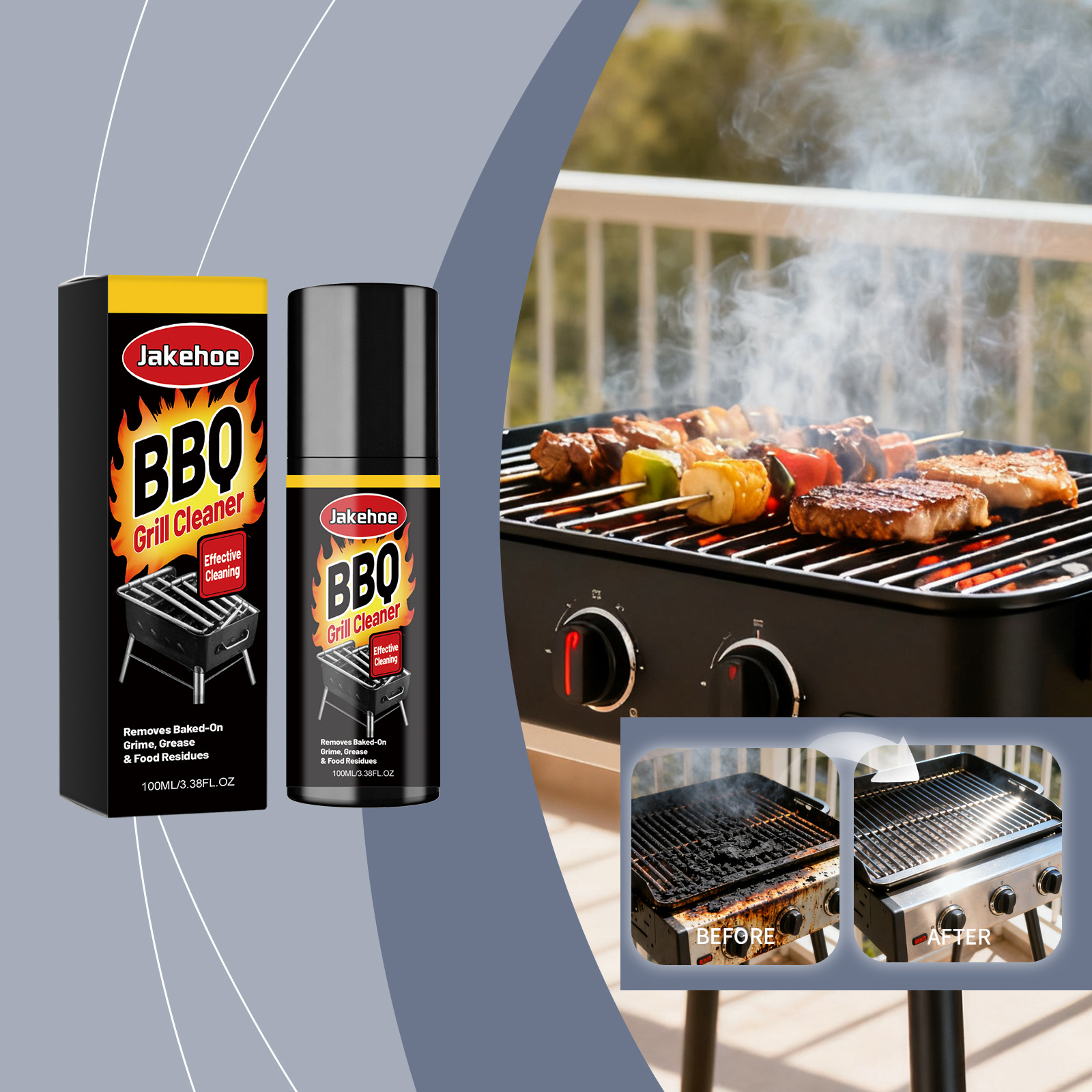 Grillreiniger, Fleckenentferner, Fettlöser, Pflegemittel Und Aufheller Für Grills Und Picknicks Im Freien – 100 Ml -- De