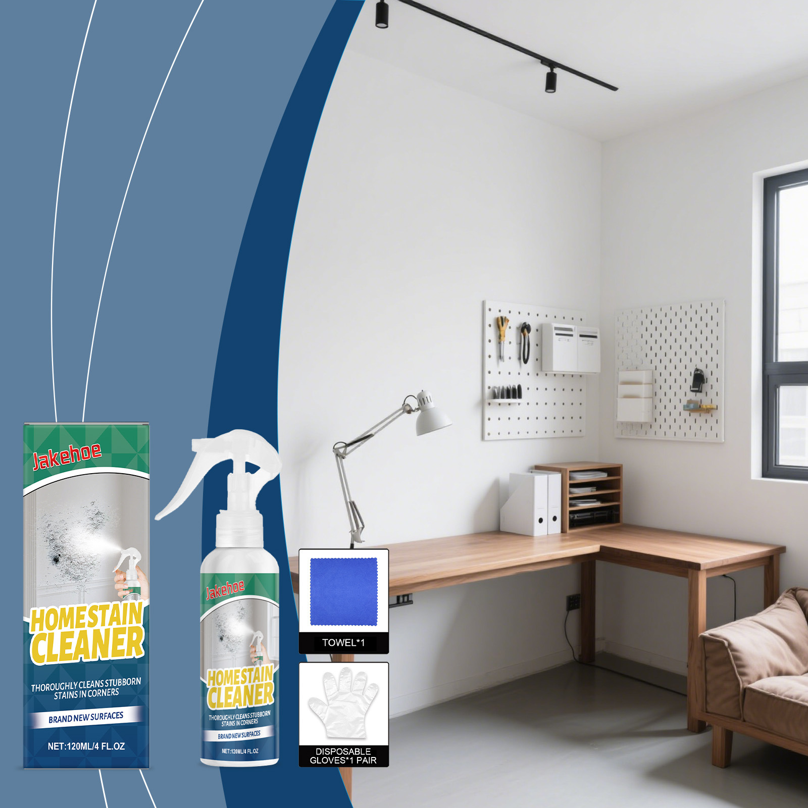 Haushalts-fleckenentferner, Geeignet Für Küche, Bad Und Büro, Spart Zeit Und Mühe Bei Der Gründlichen Reinigung – 120 Ml + Handschuhe + Handtuch -- De
