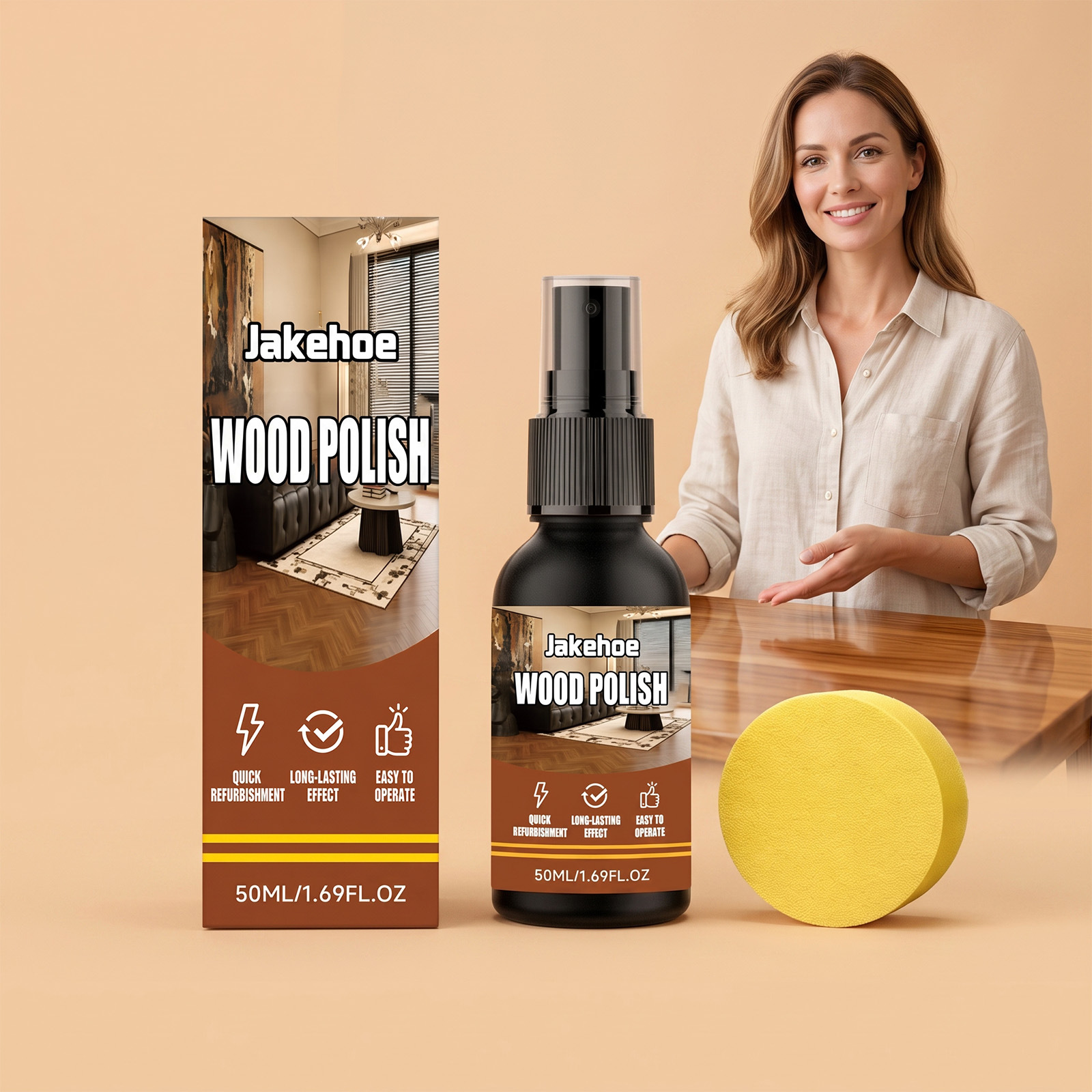 Holzpoliermittel Für Holzmöbel Und -böden, Zum Aufarbeiten, Polieren, Pflegen, Aufhellen, Reinigen Und Konditionieren – 50 Ml × 1, Schwamm × 1 -- Biemmedue