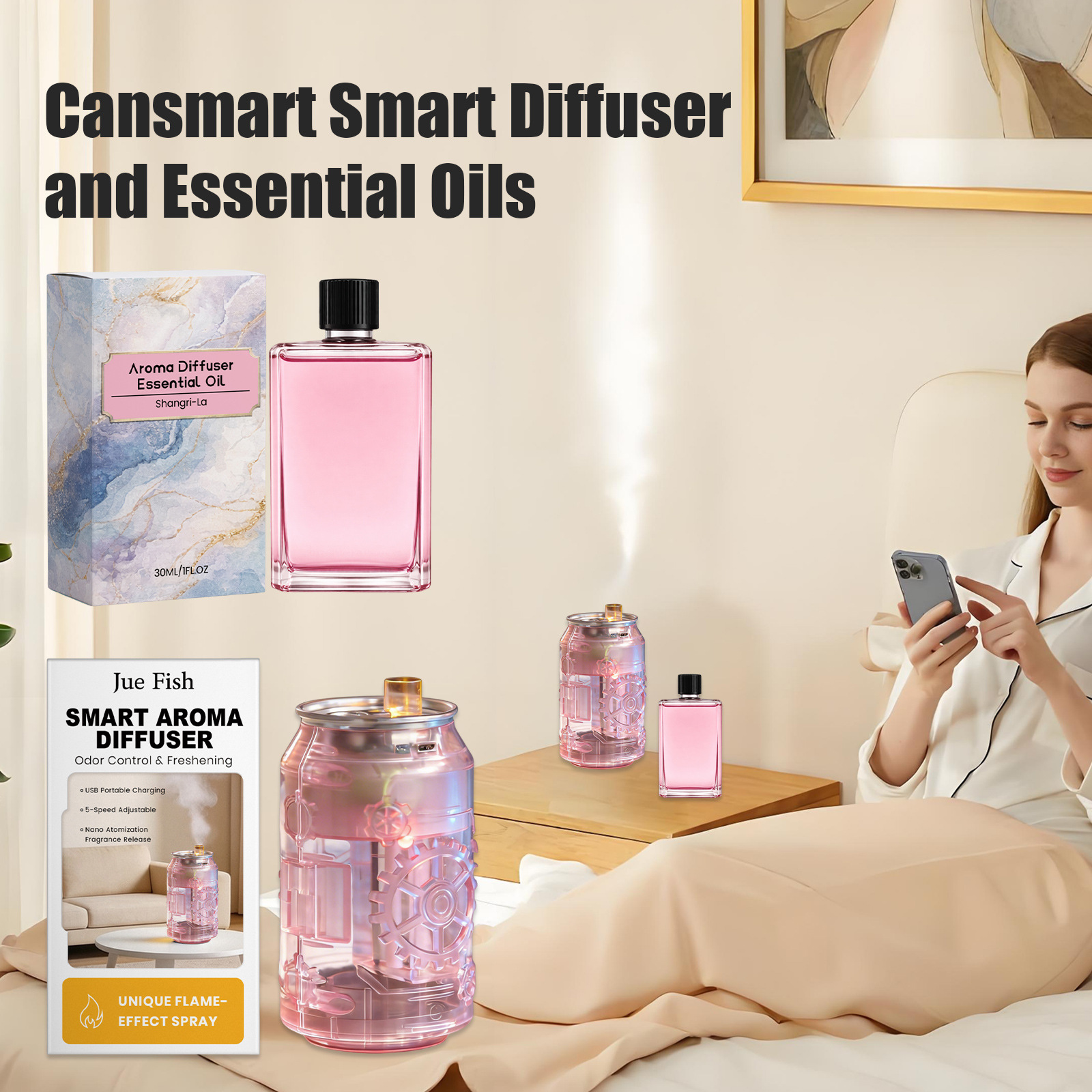Intelligenter Aromatherapie-diffusor In Einer Aluminiumdose, Ätherische Ölserie, Reinigt Die Luft Und Hinterlässt Einen Frischen Und Lang Anhaltenden Duft Im Schlafzimmer - Ätherische Öle Für Die Arom
