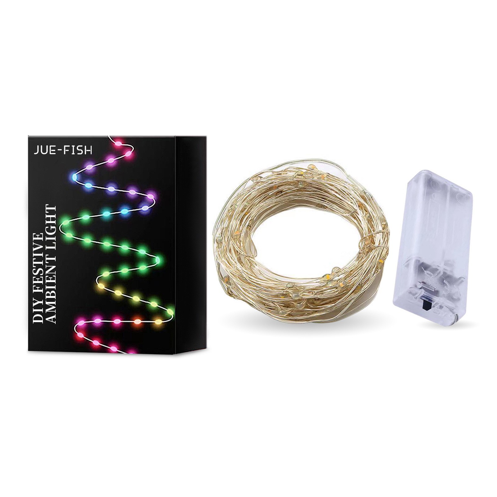 Jue-fish Lichterkette, Led-blinklichter, Dekorative Weihnachtsbaumbeleuchtung Für Den Außenbereich, Ambiente-lichtleiste – 1 Meter, 10 Lichter -- Biemmedue