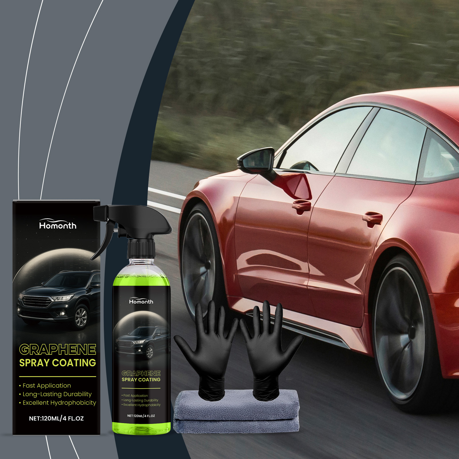 Keramikversiegelungsspray – 3-in-1: Anti-fouling, Reinigung Und Glanzversiegelung – 120 Ml + 1 Paar Handschuhe + 1 Tuch -- Biemmedue