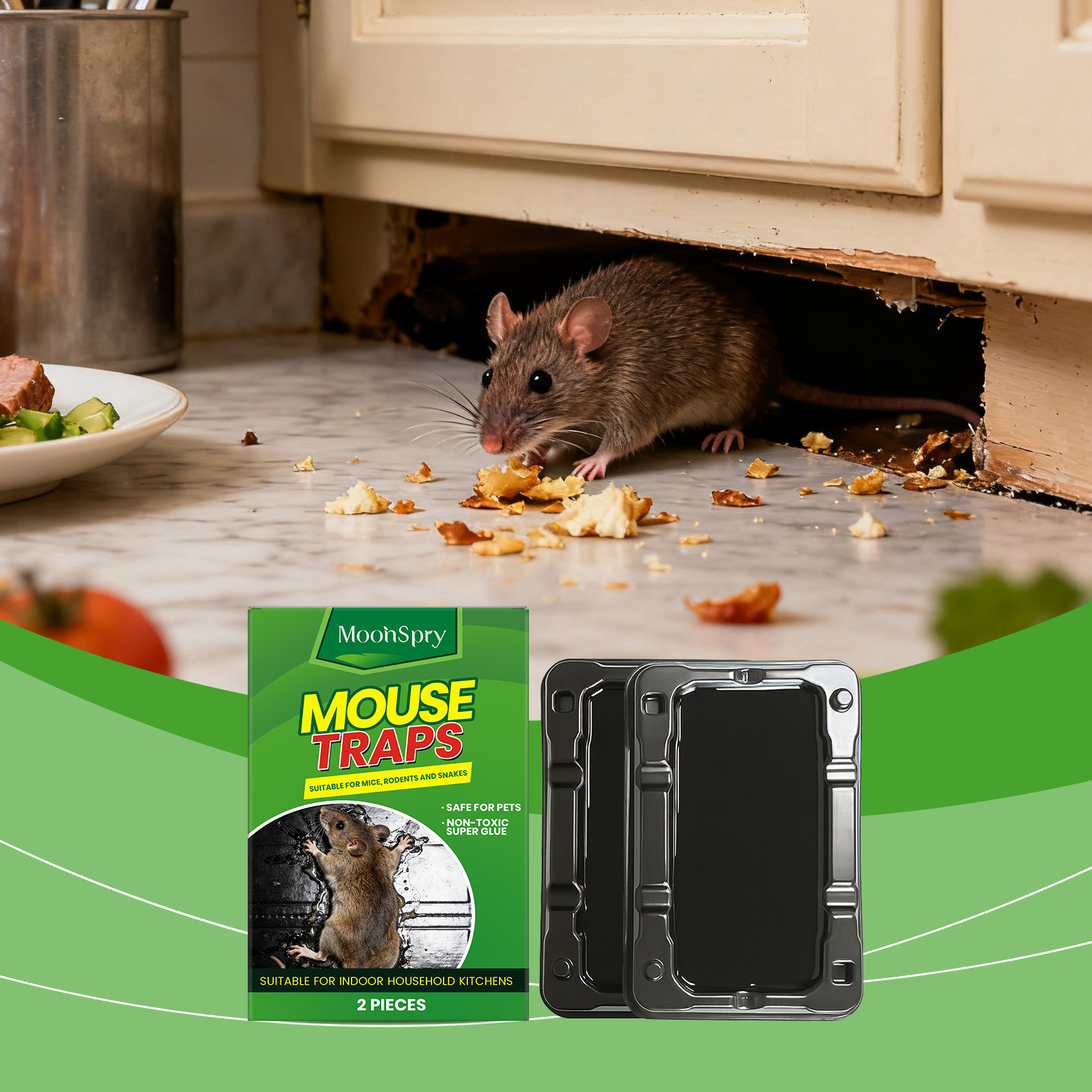 Klebefallen Für Ratten Zum Schutz Ihres Zuhauses, Zur Rattenabwehr Und -vermeidung Schonende Formel, Tragbar, Vielseitig Einsetzbar – 2 Stück -- Biemmedue