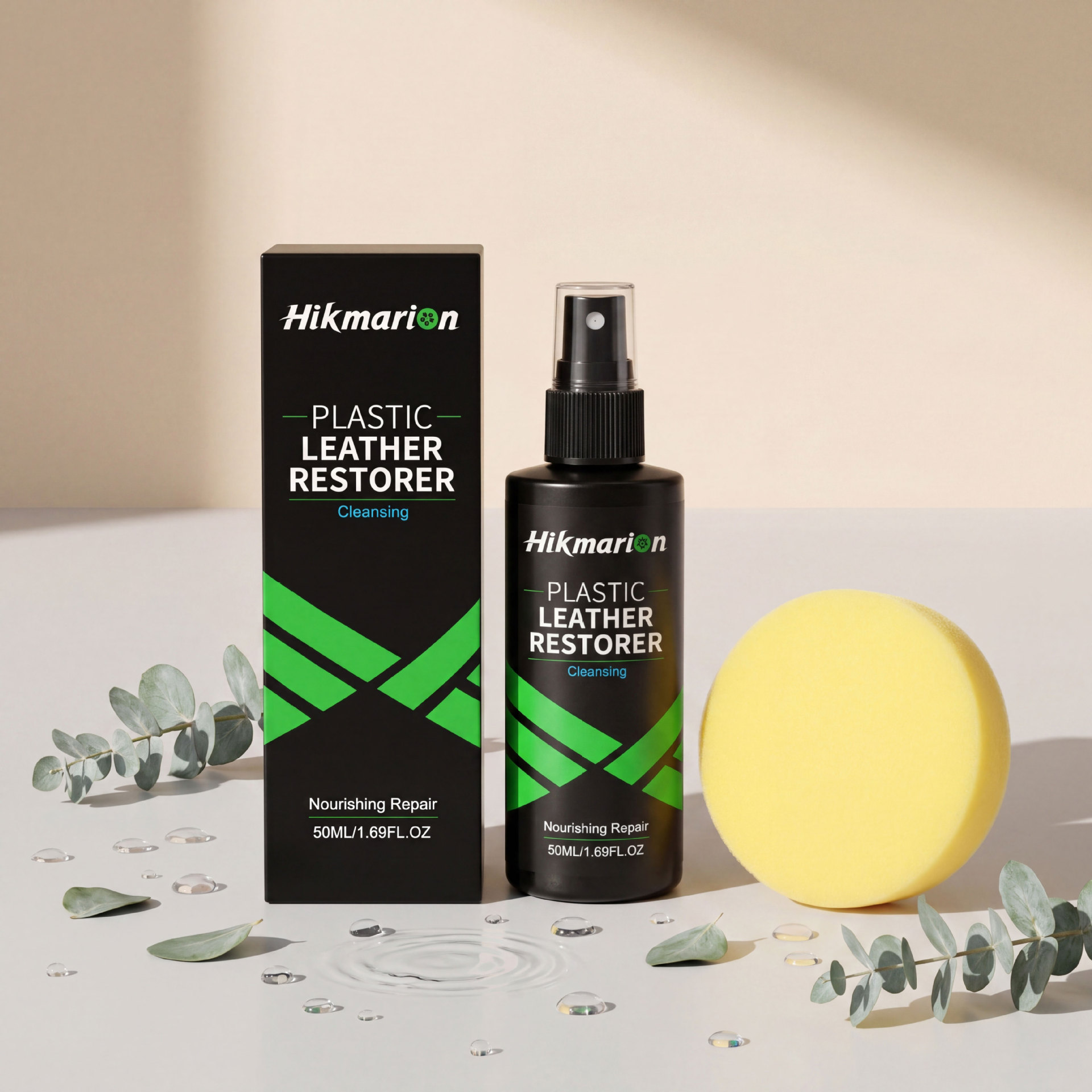 Kunststoff- Und Lederpflegemittel Für Autoinnenräume – Reinigung, Aufhellung Und Tägliche Pflege – 50 Ml + 1 Schwamm -- De