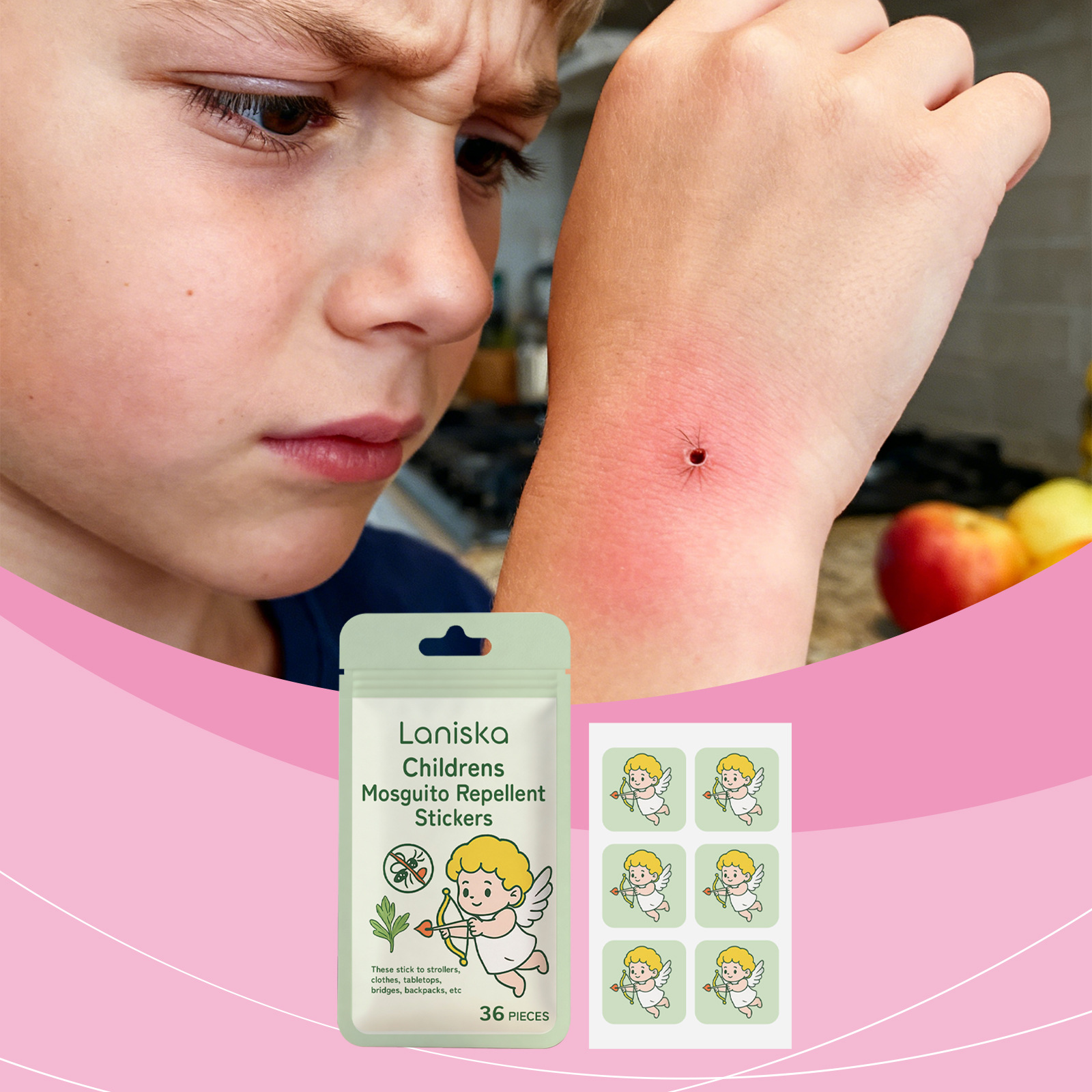 Laniska Mückenschutzpflaster Für Kinder – Sanft, Für Den Täglichen Gebrauch Geeignet, Vielseitig, Frisch, Passgenau, Tragbar Und Leicht Zu Transportieren. – 36 Stück -- Biemmedue