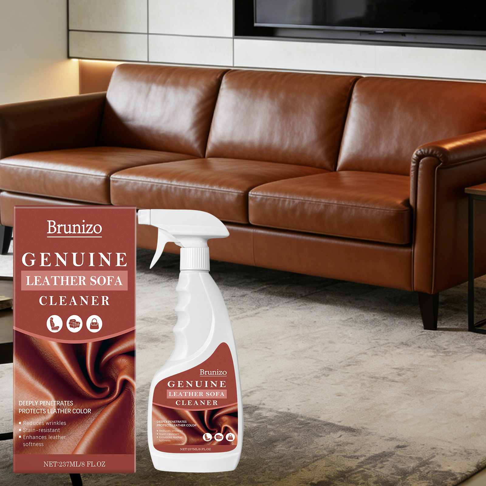 Lederreiniger Für Sofas, Autotaschen Und Lederoberflächen – 237 Ml -- De