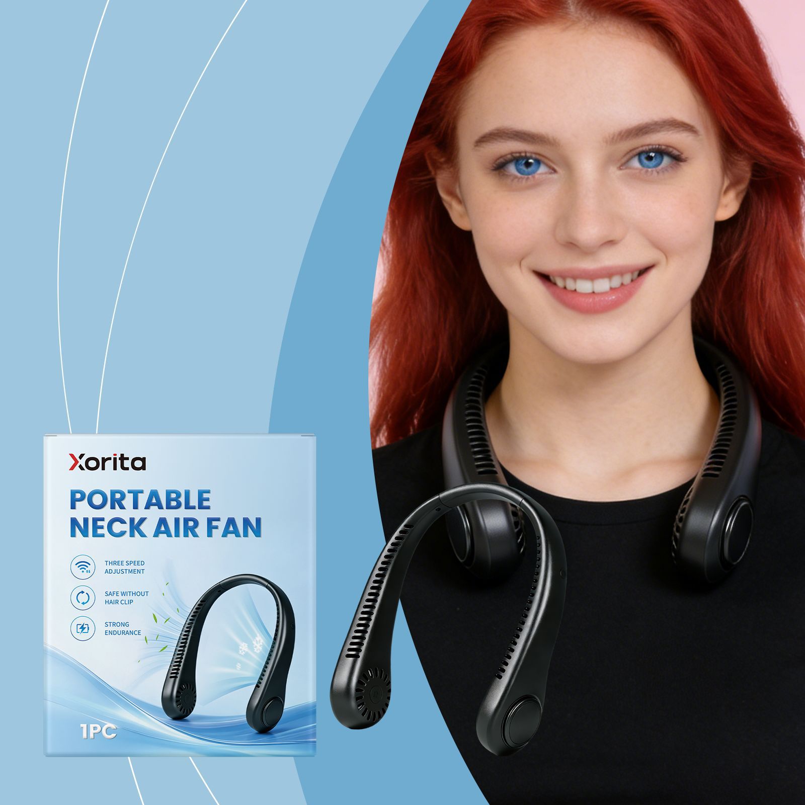 Leichter Und Tragbarer Nackenventilator Für Alltägliche Outdoor-aktivitäten Und Sport – 1 Stück -- De