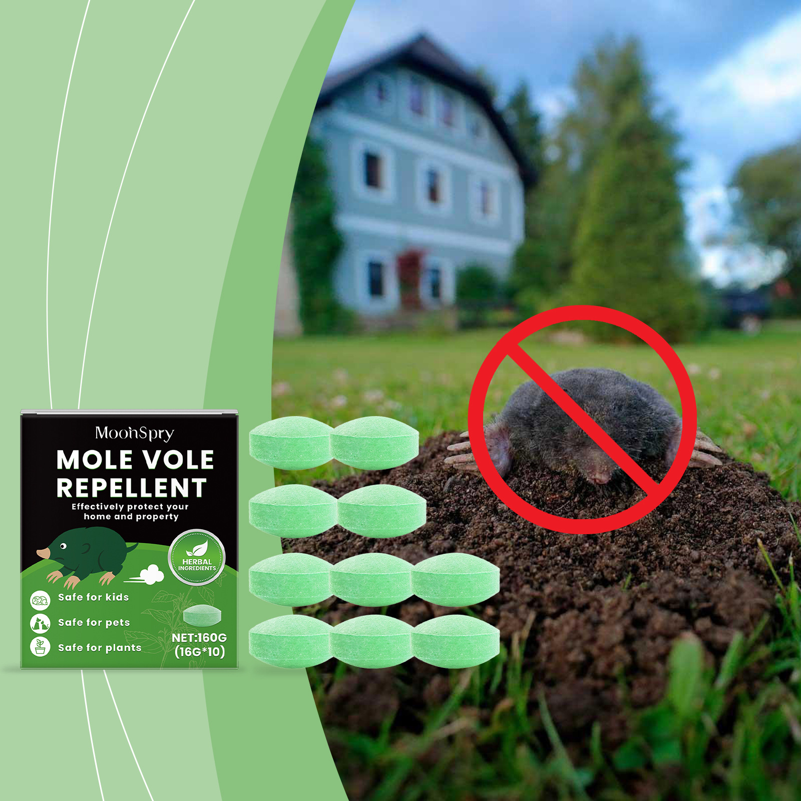 Maulwurfabwehrtabletten Für Den Garten – Duftendes Abwehrmittel Zur Reduzierung Von Maulwurfsbelästigung – 10 Tabletten + 3 Netzbeutel -- Biemmedue