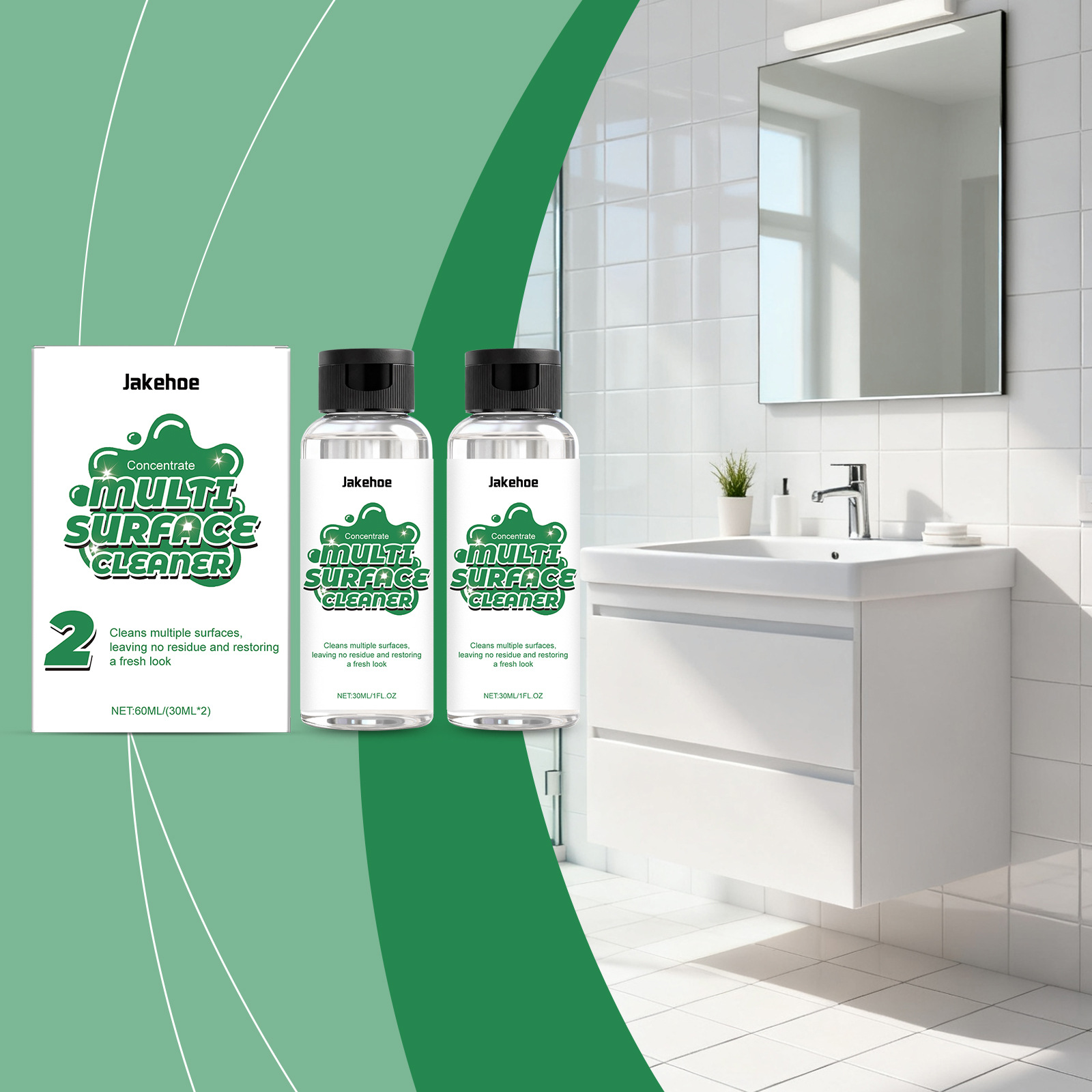 Mehrzweck-reinigungsset Für Küchen-, Badezimmer- Und Spülbeckenoberflächen – 60 Ml (2 X 30 Ml) -- De