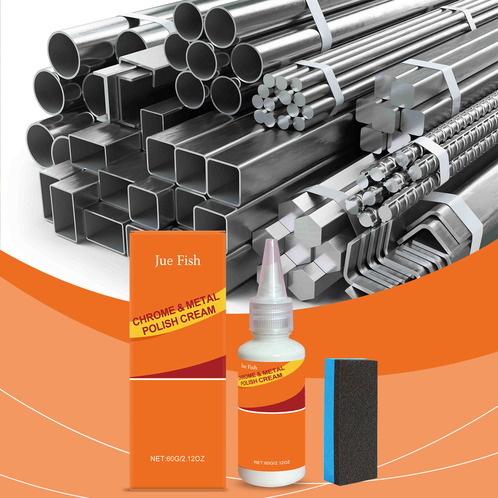 Metallpolierpaste Zur Rostvorbeugung, Fleckenentfernung, Glanzerhaltung Und Einfachen Pflege Von Edelstahl- Und Aluminiumoberflächen – 60 G × 1, Schwamm × 1 -- Biemmedue