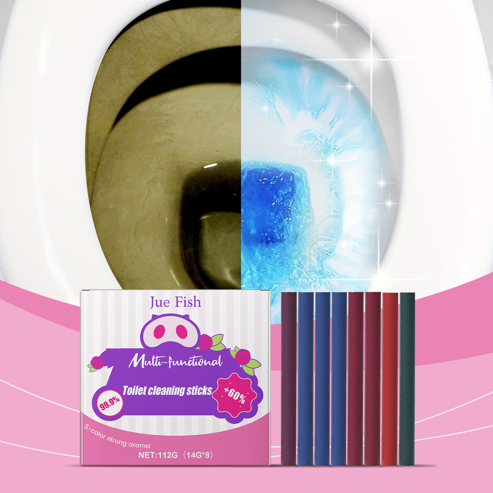 Multifunktionaler Wc-reiniger-stick – Entfernt Gerüche, Flecken Und Urinablagerungen. 112 G (14 X 8) -- De