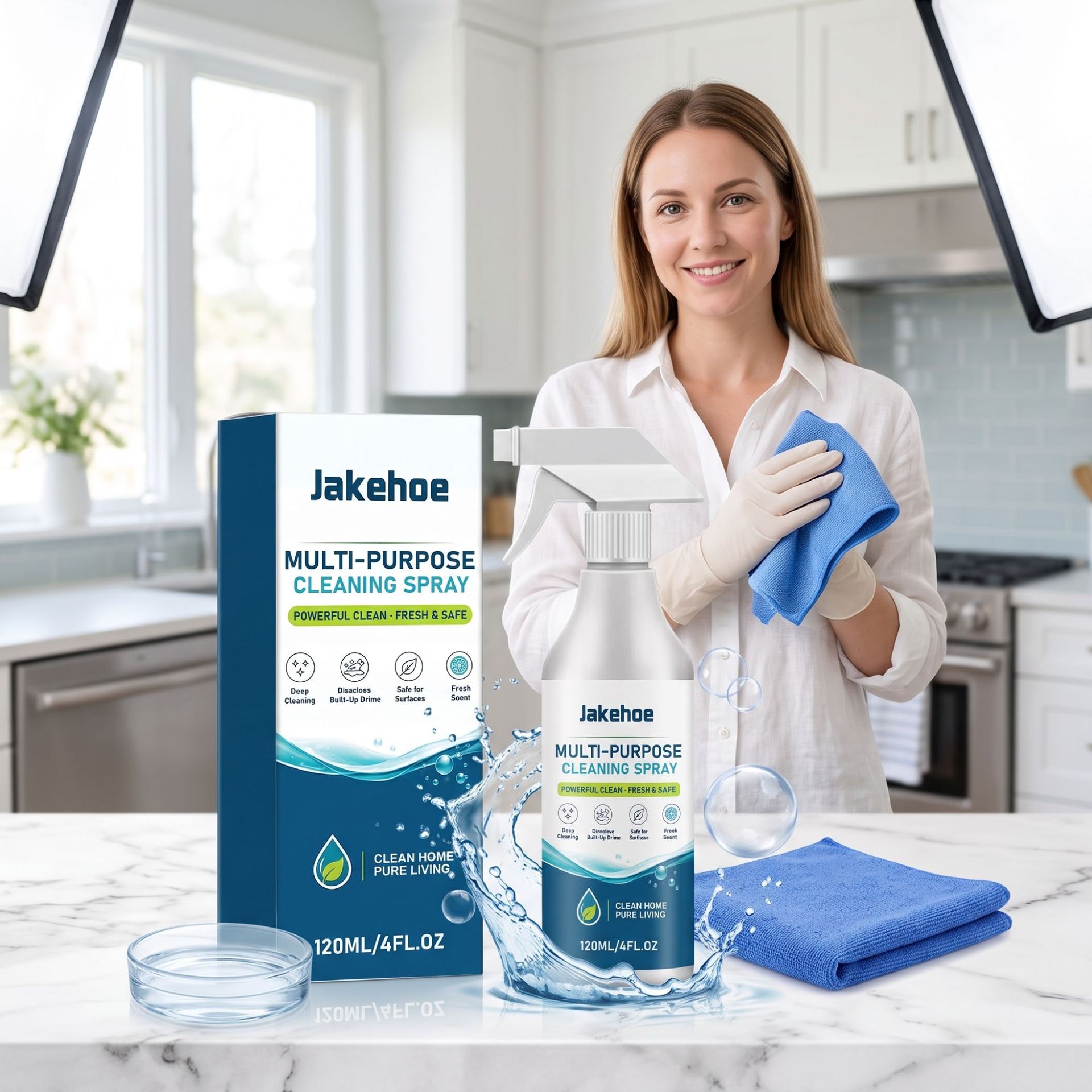 Multifunktionales Reinigungsspray Für Die Tägliche Haushaltsreinigung, Fleckenentfernung Und Badreinigung – 120 Ml × 1 + 1 Handtuch -- Biemmedue