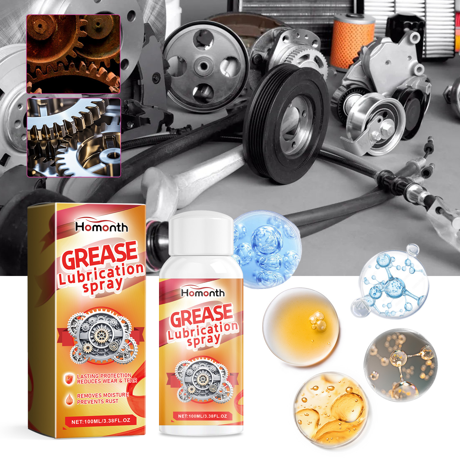 Multifunktionales Schmierfettspray Für Haushaltsgeräte, Getriebe, Schließzylinder, Scharniere Und Türen – 100 Ml -- De