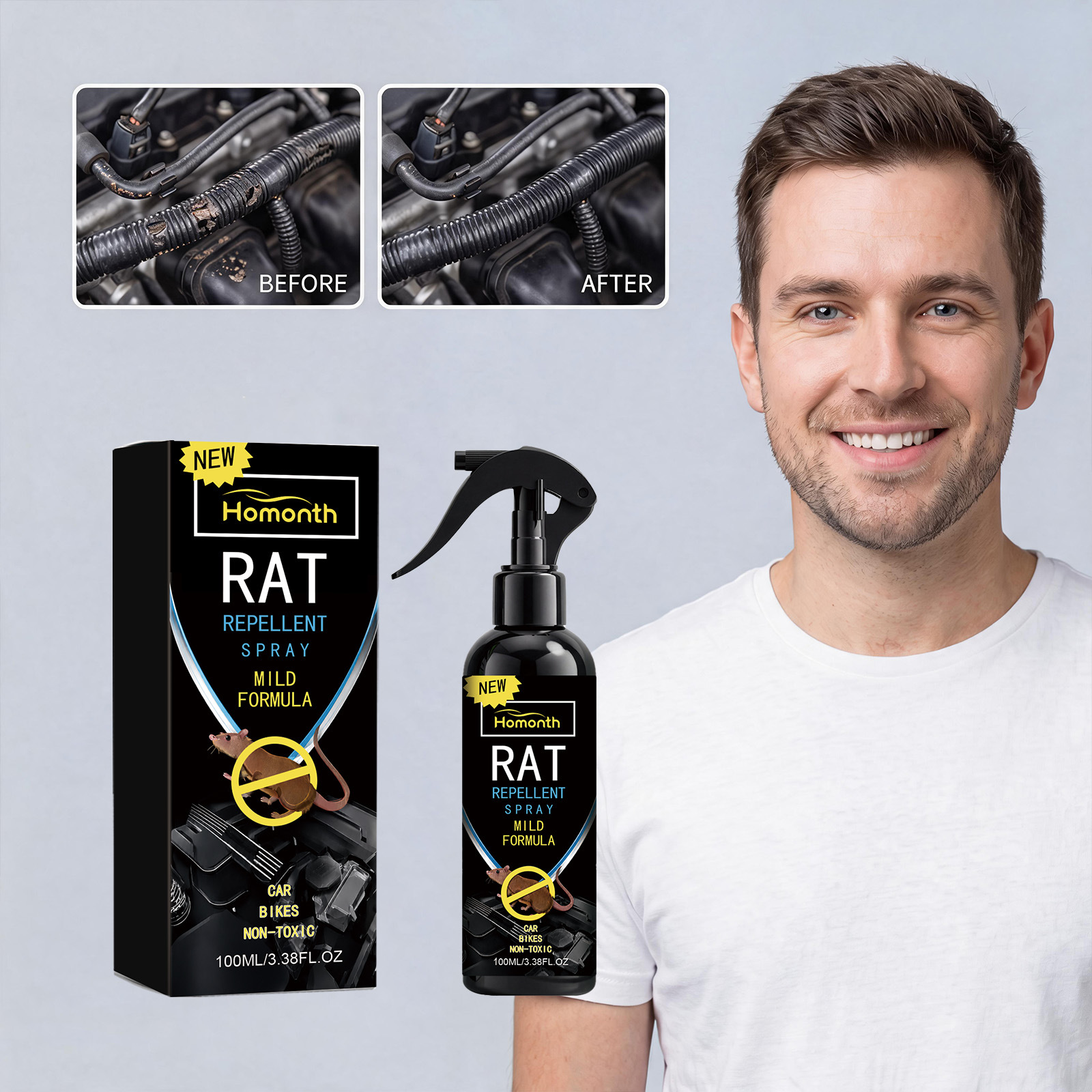 Mäuseabwehrspray, Praktisch Für Zuhause, Garage, Automotor, Innen- Und Außenbereich – 100 Ml -- De