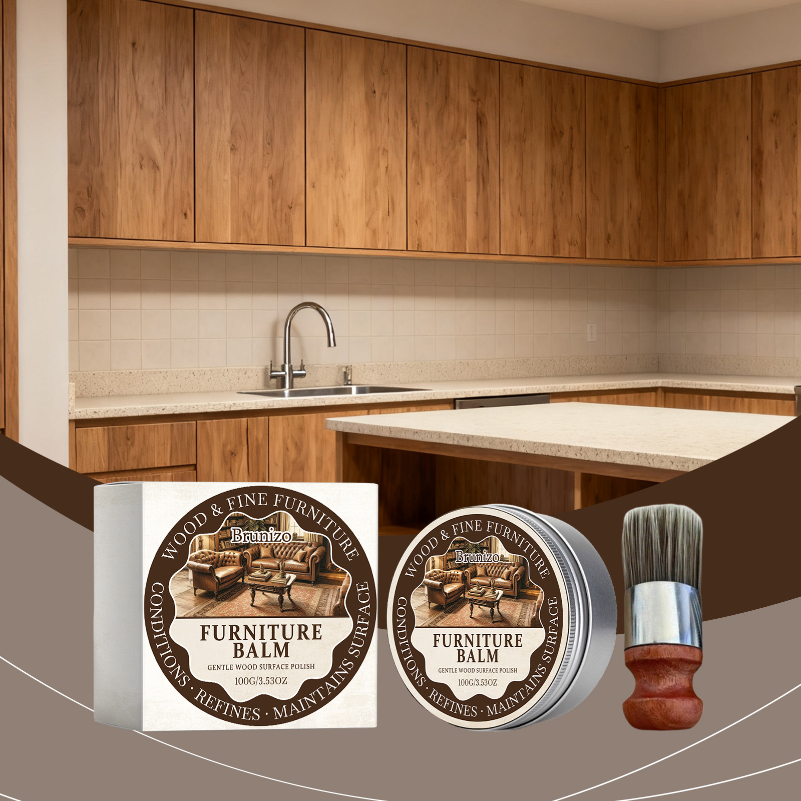 Möbelpflegecreme Für Den Täglichen Gebrauch Im Haushalt, Sanft Und Praktisch Zur Erhaltung Des Glanzes Von Holzmöbeln – 100 G × 1, Pinsel × 1 -- Biemmedue