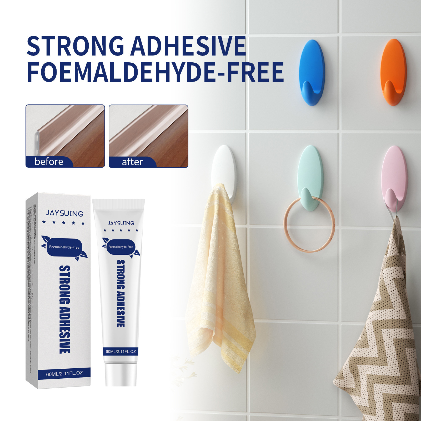 Nagelfreier Klebstoff Für Den Haushalt, Geeignet Für Glasregale Und Aufbewahrungsgestelle. Kein Bohren Erforderlich, Nagelfreier Klebstoff – 60 Ml -- Biemmedue