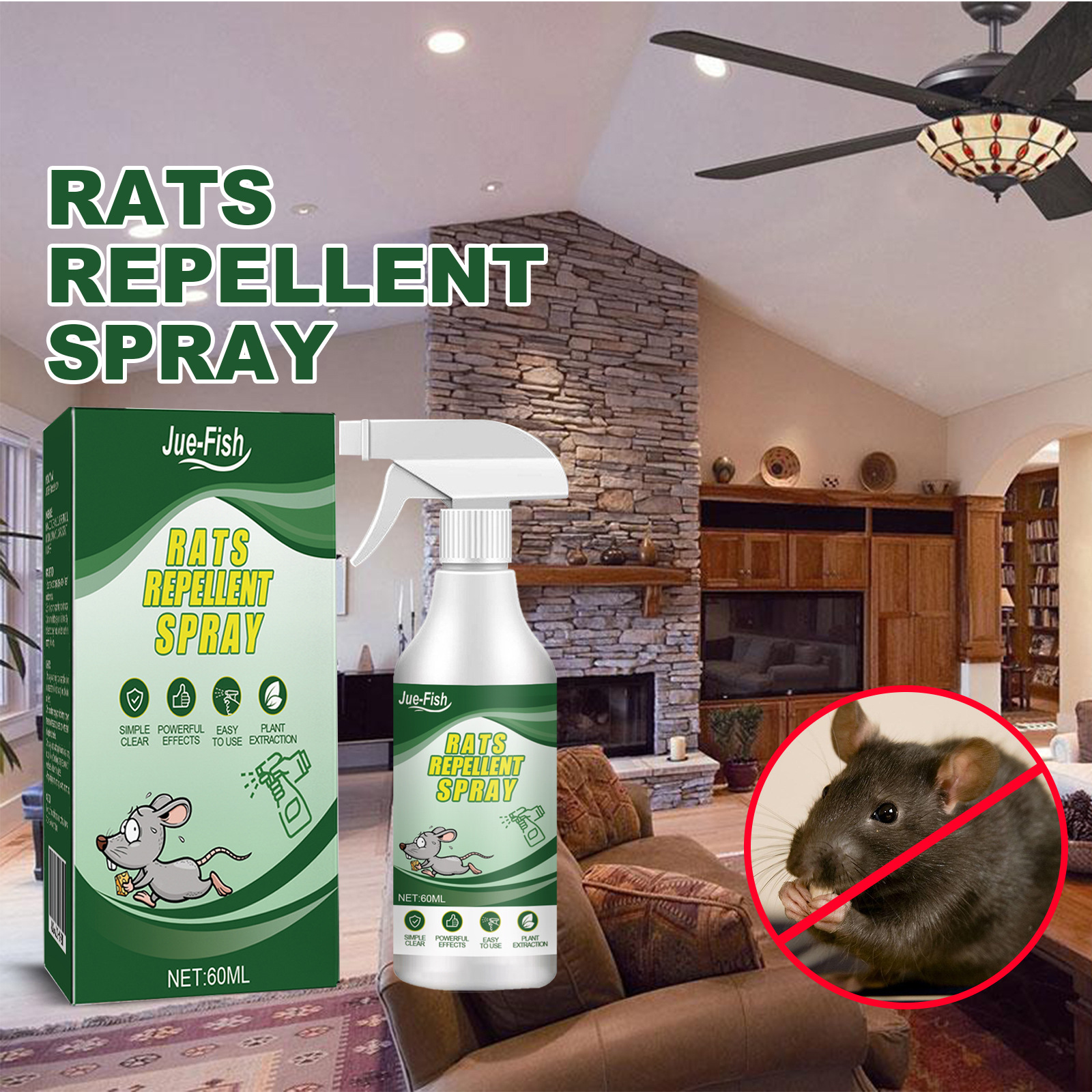 Nagetierabwehrspray Für Innenräume, Wohnungen Und Fahrzeuge, Einschließlich Des Motorraums – 60 Ml -- De