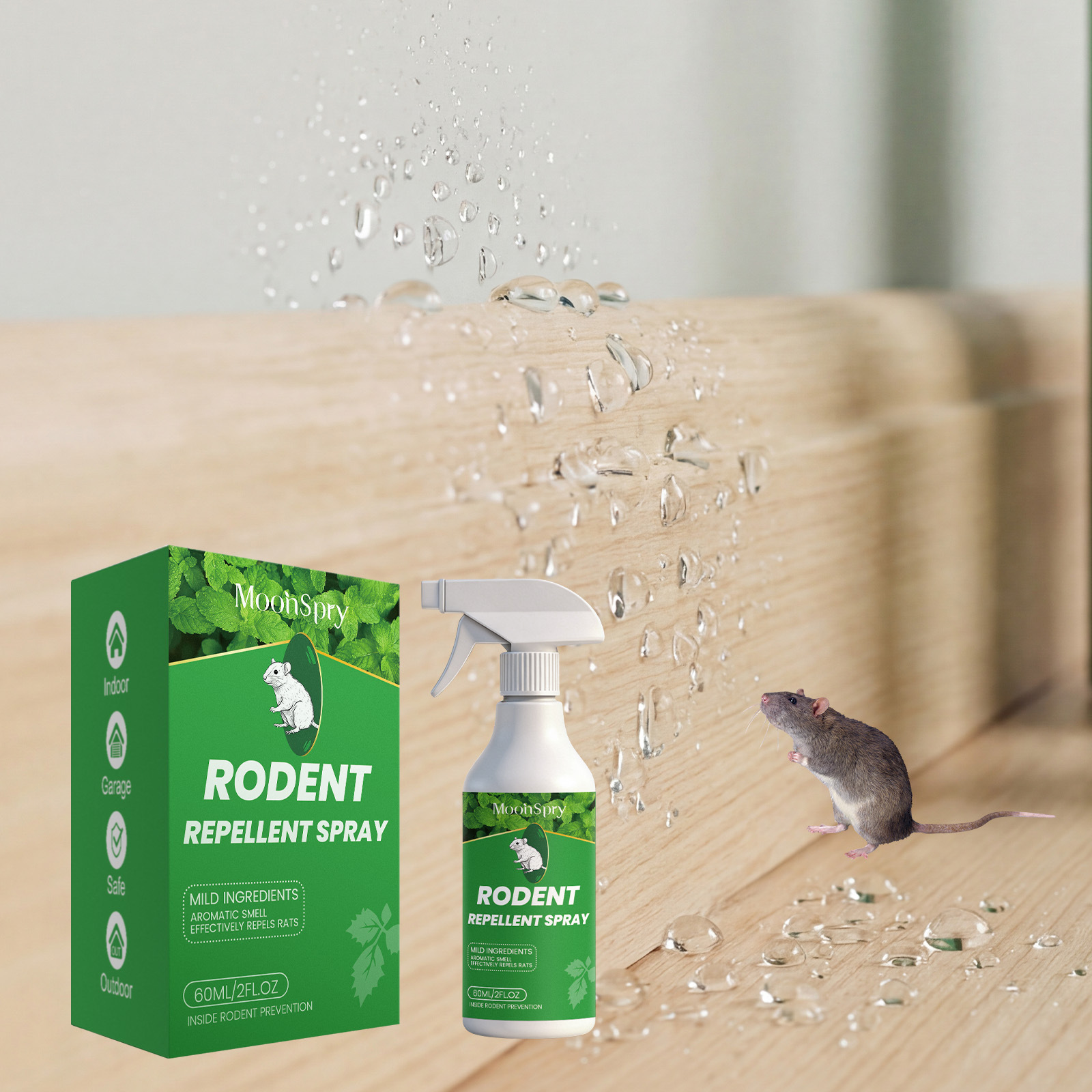 Nagetierabwehrspray, Geeignet Für Den Innen- Und Außenbereich, Mit Duft Für Haus, Garage Und Terrasse – 60 Ml -- De